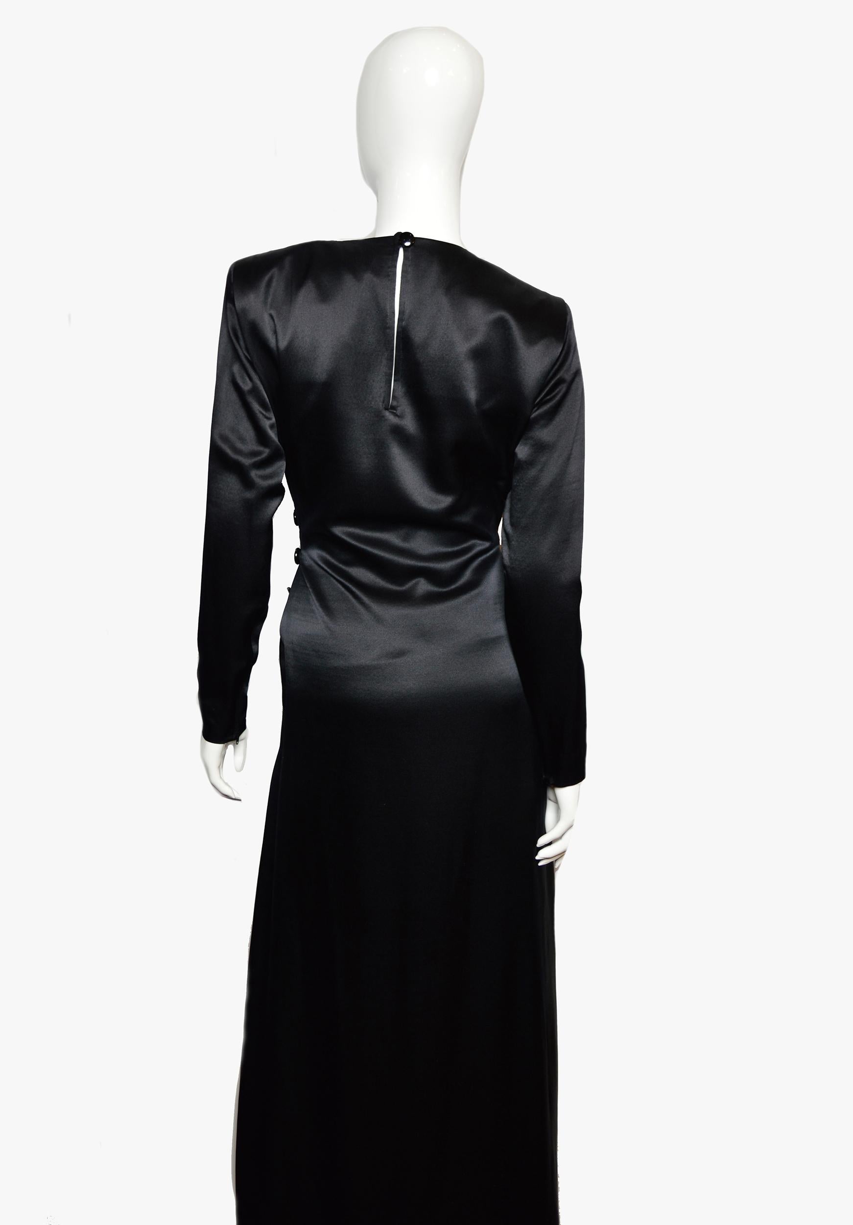 Vintage Yves Saint Laurent Evening Silk Black Dress, 1987 For Sale 2
