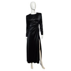 Vintage Yves Saint Laurent Evening Silk Black Dress, 1987