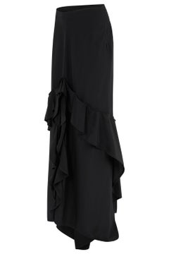 Vintage Yves Saint Laurent F/W 2003 Black Ruffled Silk Maxi Skirt