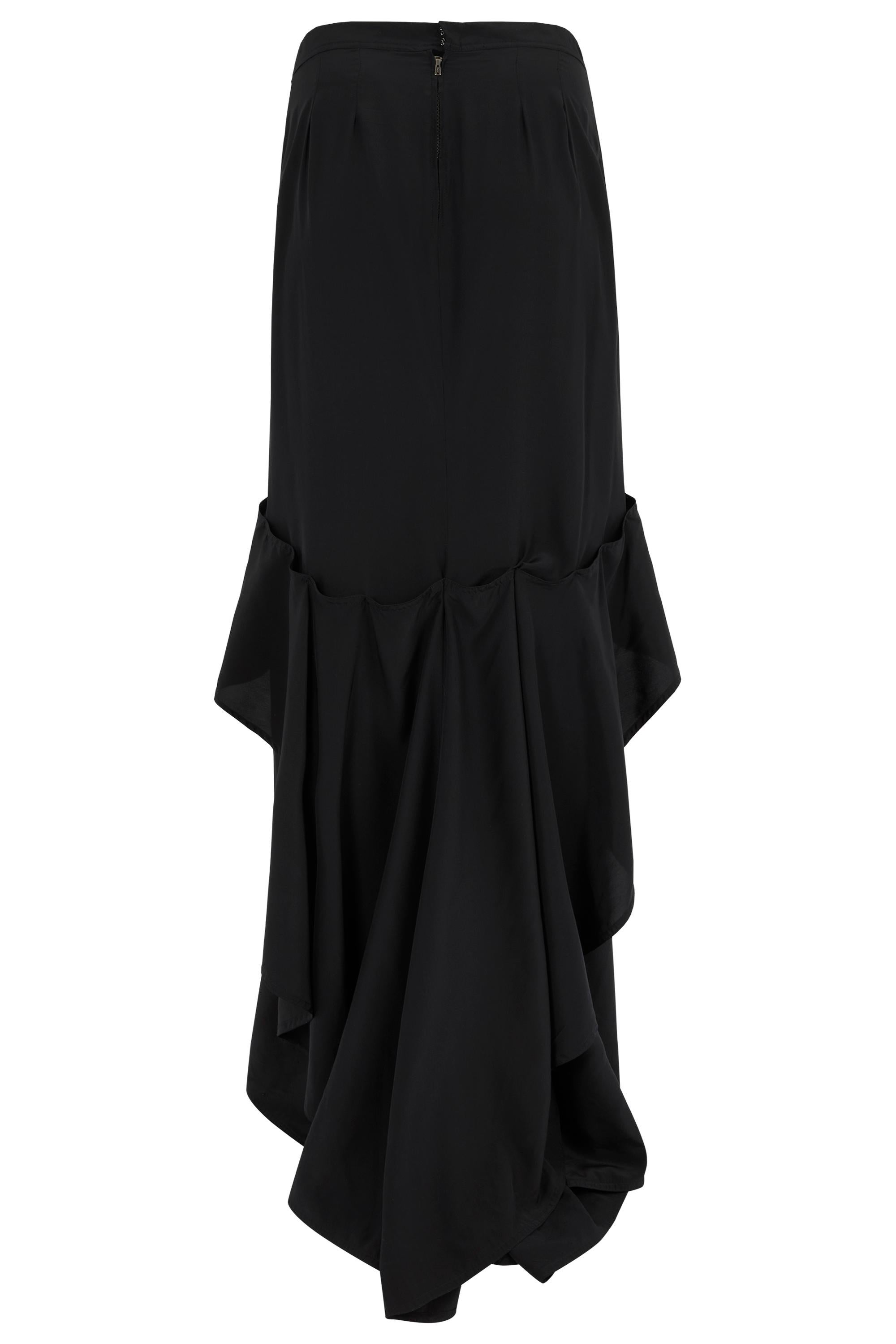 Vintage Yves Saint Laurent F/W 2003 Schwarzer geraffter Seiden Maxirock für Damen oder Herren im Angebot