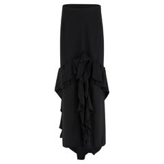 Vintage Yves Saint Laurent F/W 2003 Black Ruffled Silk Maxi Skirt