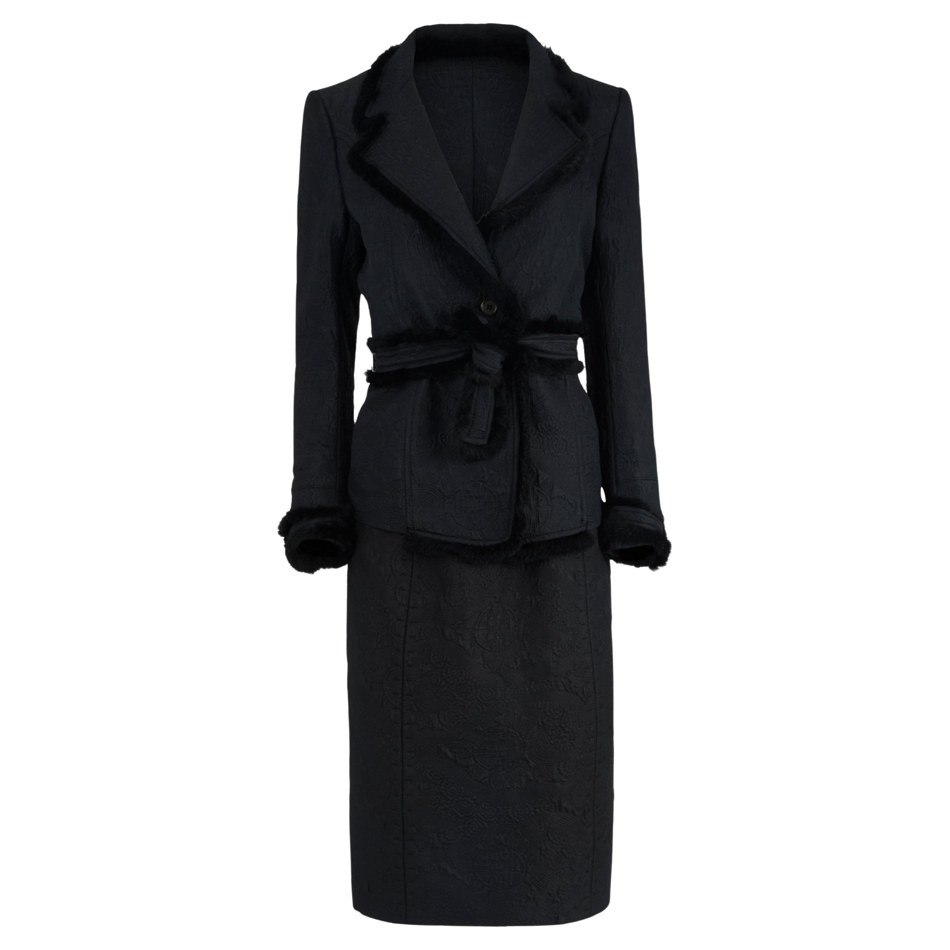 F&F Vintage Yves Saint Laurent A/I 2004 Gonna con pelliccia di visone nera e Set Ord