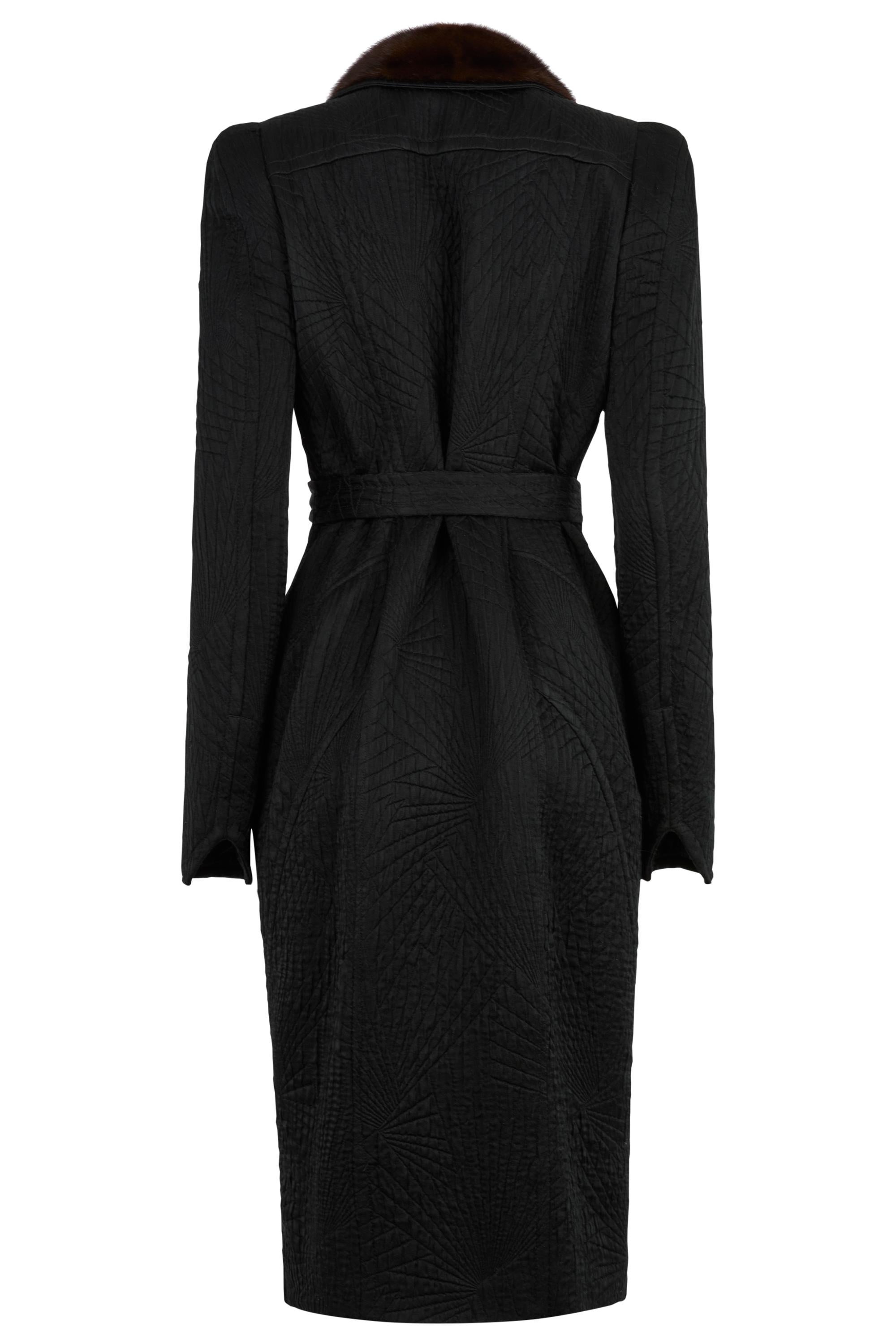 Vintage Yves Saint Laurent A/I 2004 Cappotto Longline in Lana e Seta Nera In condizioni ottime in vendita a London, GB