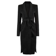 Vintage Yves Saint Laurent F/W 2004 Abrigo largo negro de lana y seda