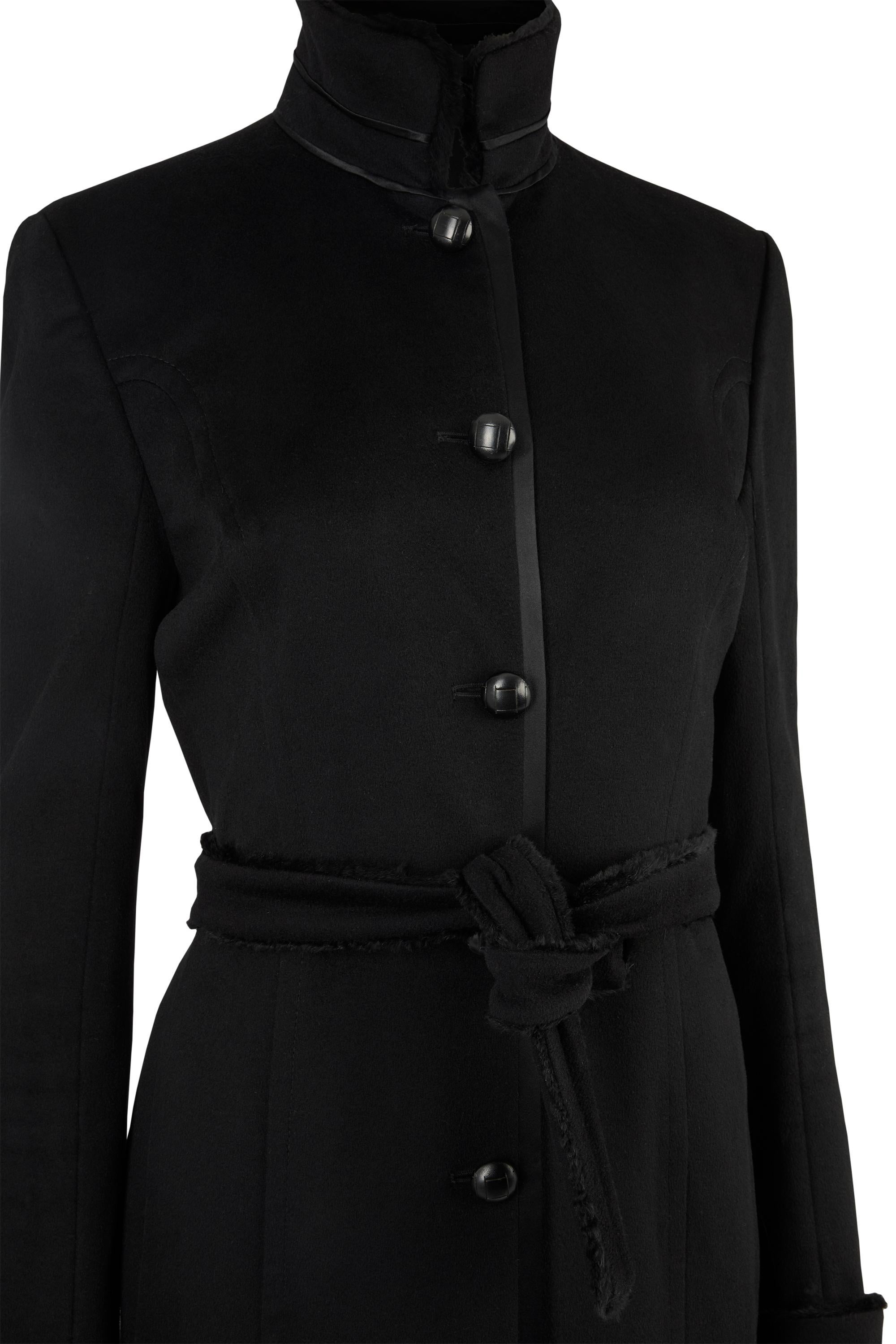 Noir Vintage Yves Saint Laurent F&F Vintage 2004 Runway Wool & Mink Coat en vente