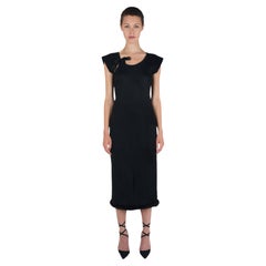 Vintage Yves Saint Laurent F/W Tom Ford 2004 Black Dress With Mink Trim