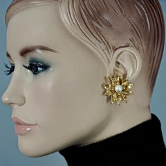 Vintage YVES SAINT LAURENT Flower Pearl Earrings