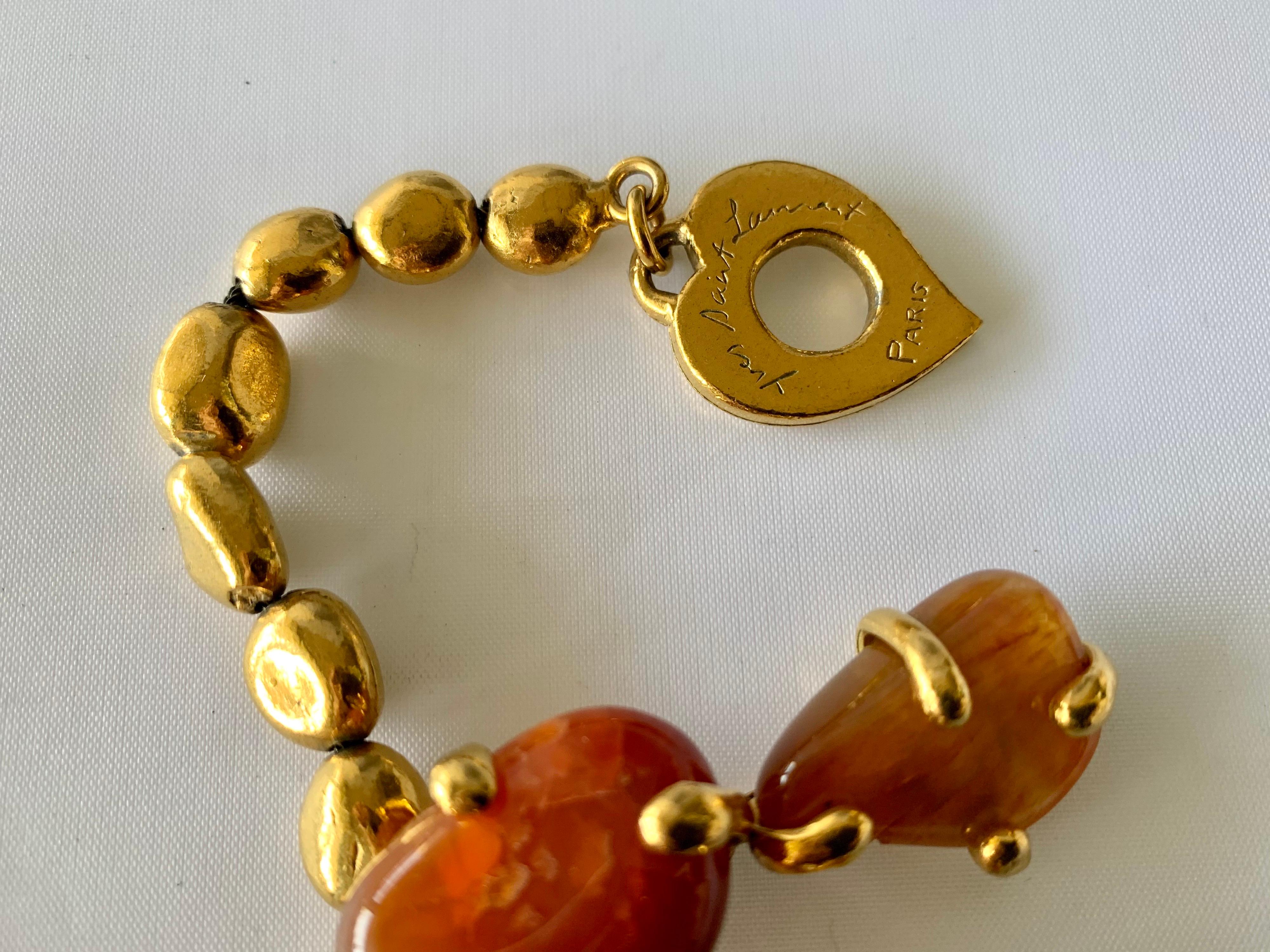 Women's Vintage Yves Saint Laurent Gilt Carnelian Necklace
