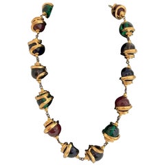 Vintage Yves Saint Laurent Gold and Glass Bead Necklace