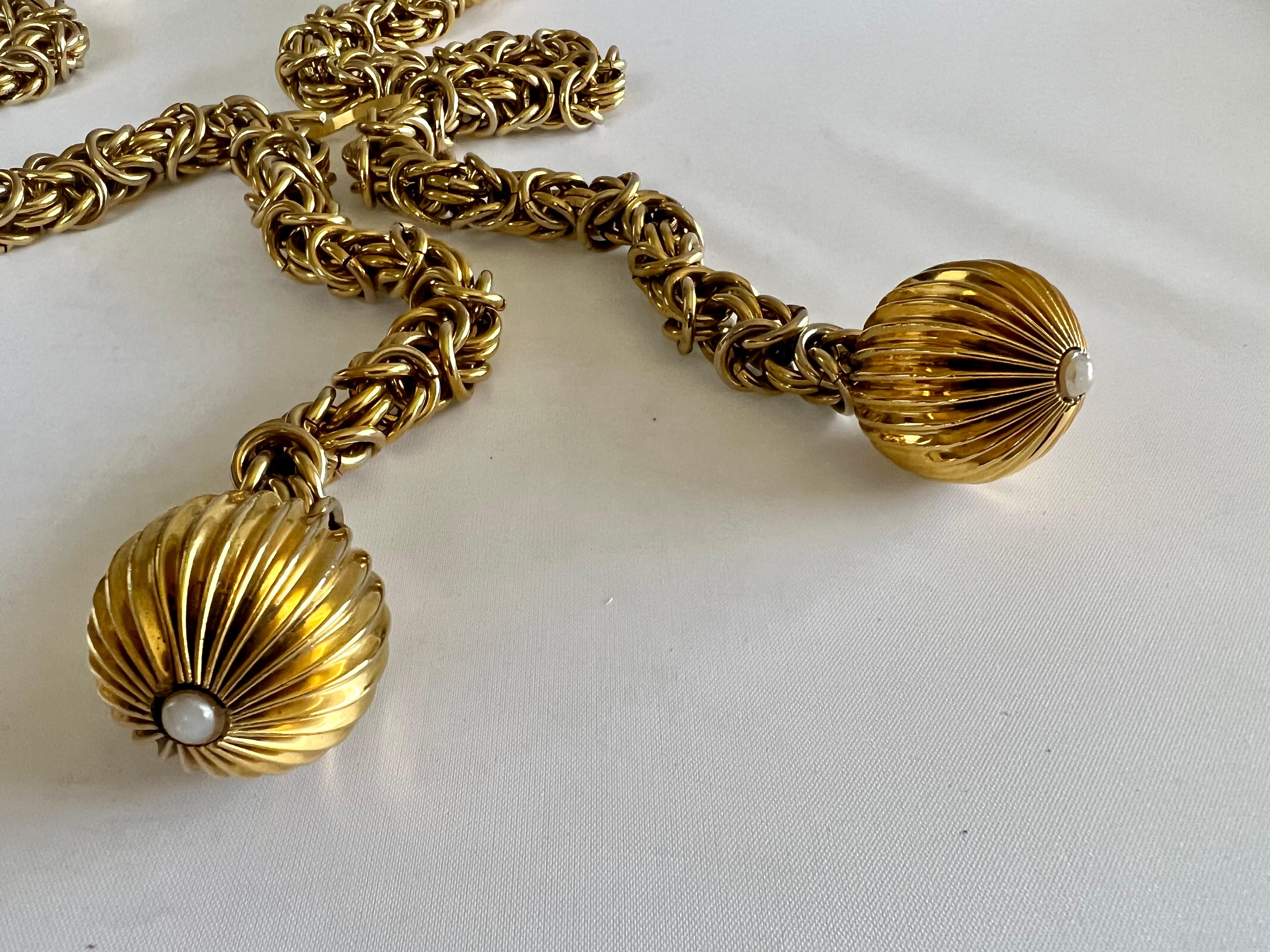 Artisan Vintage Yves Saint Laurent Gold Ball Statement Necklace/Belt For Sale
