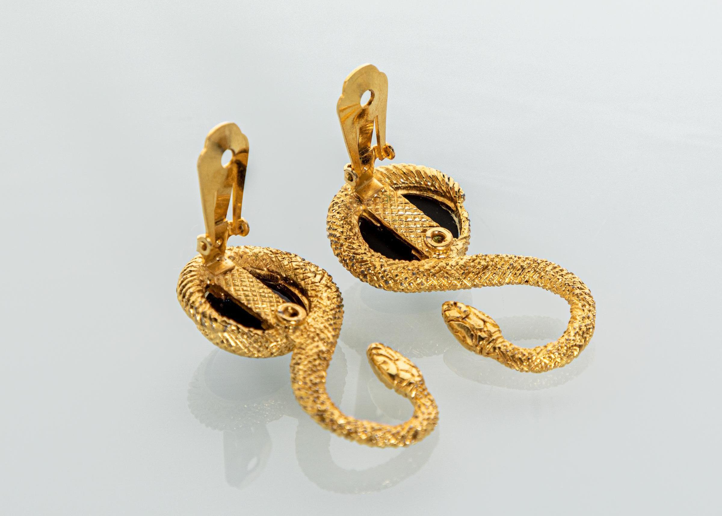 Byzantine Vintage Yves Saint Laurent Gold Marrakech Serpent Earrings YSL