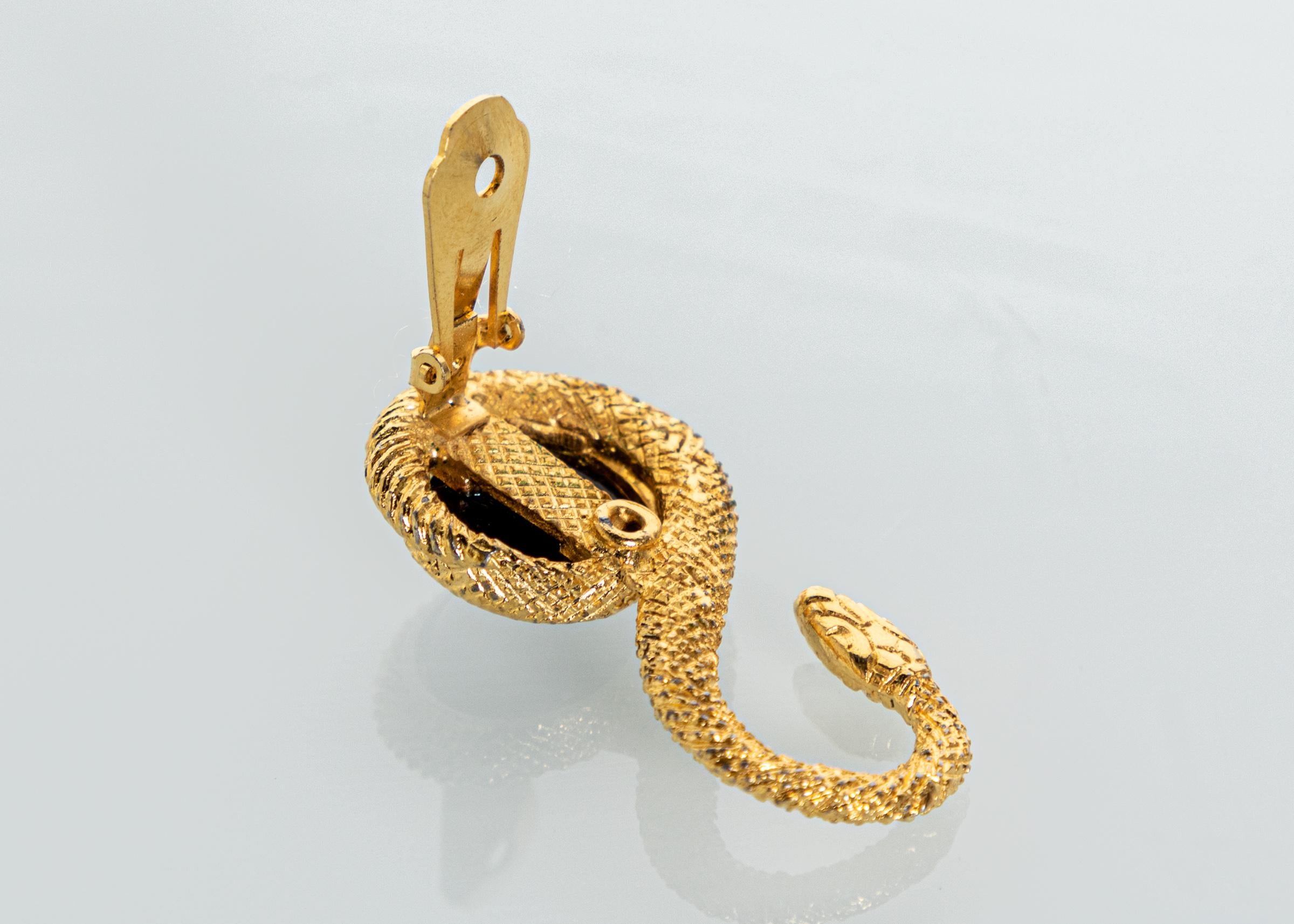 Vintage Yves Saint Laurent Gold Marrakech Serpent Earrings YSL In Excellent Condition In Boca Raton, FL