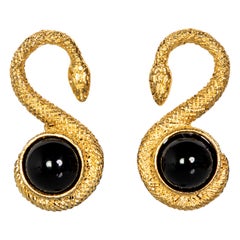Vintage Yves Saint Laurent Gold Marrakech Serpent Earrings YSL