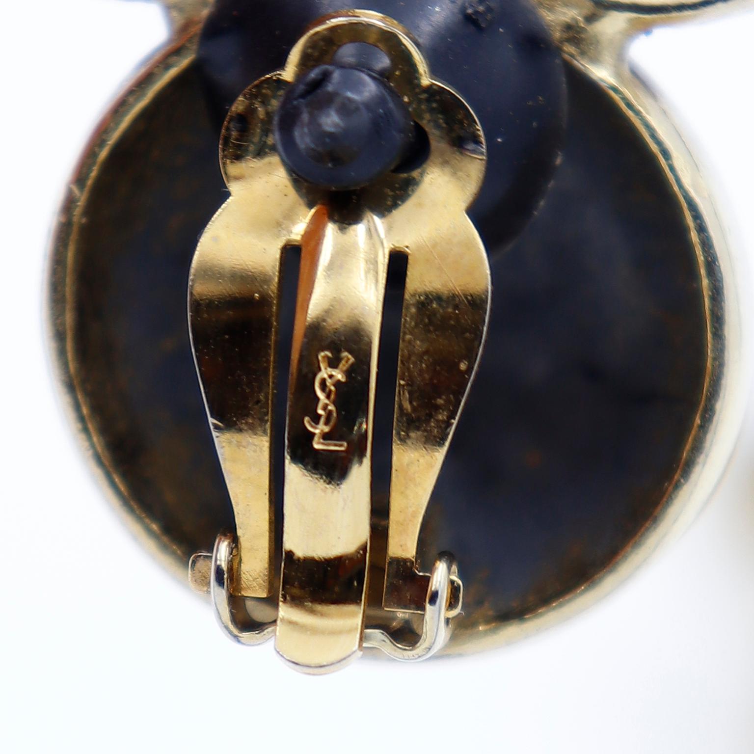 Yves Saint Laurent Gold Plated Bubble Vintage Cuff Bracelet & Earrings Set For Sale 2