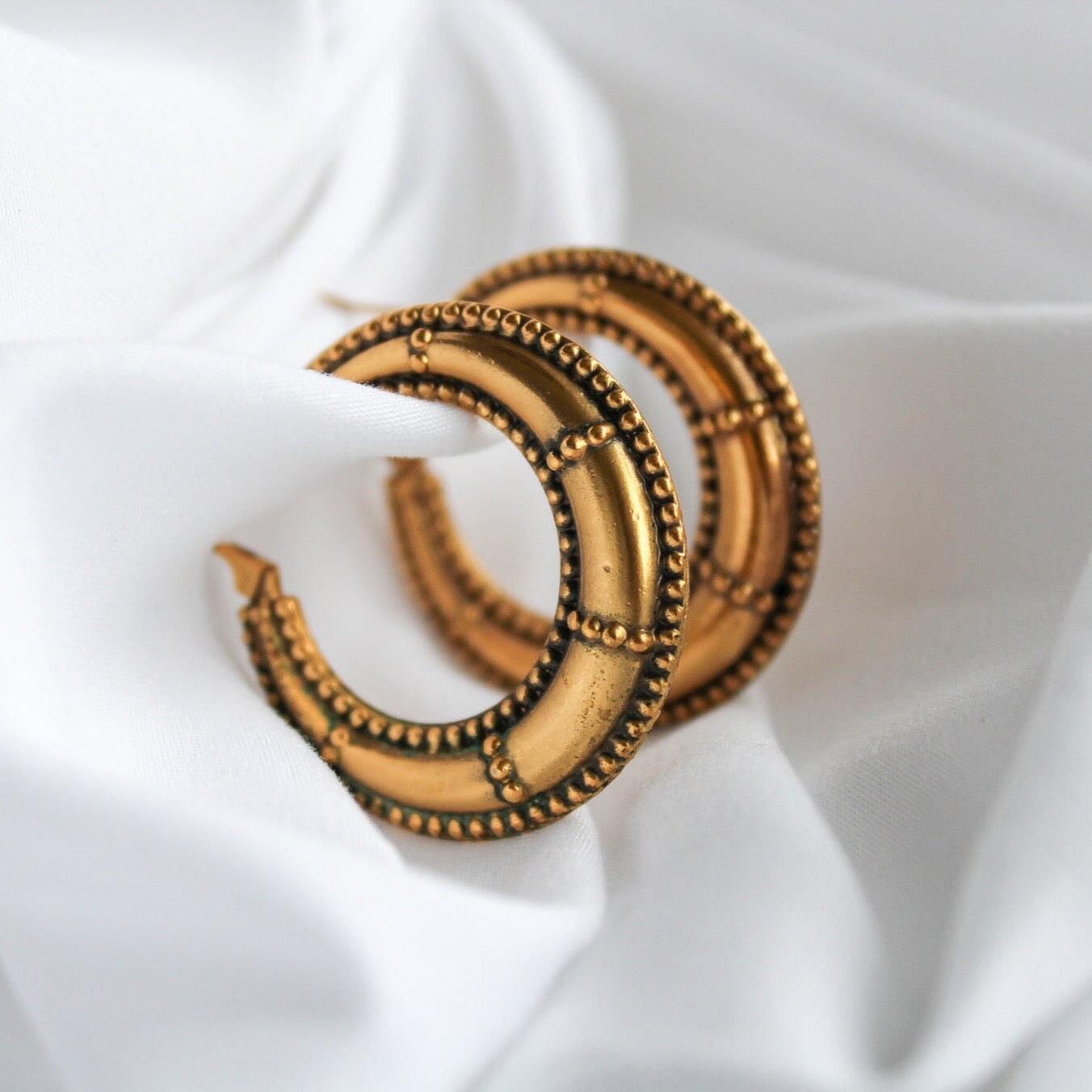 Vintage Yves Saint Laurent Gold Plated Hoop Earrings, 1990s In Excellent Condition For Sale In London, GB
