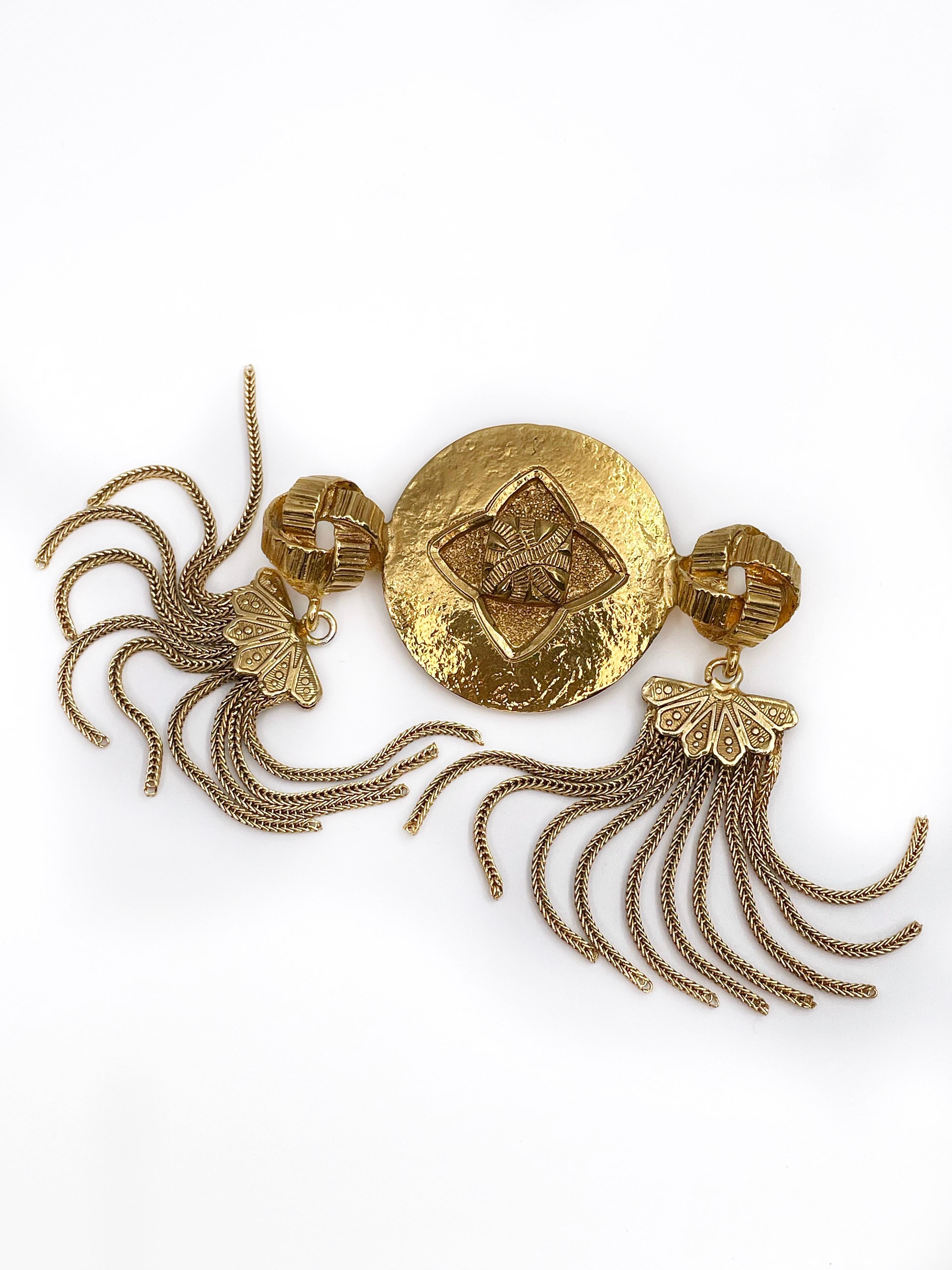Contemporary Vintage Yves Saint Laurent Gold Tone Tassel Brooch Pendant