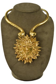 Vintage Yves Saint Laurent Goossens Gold Sun King Choker 1990