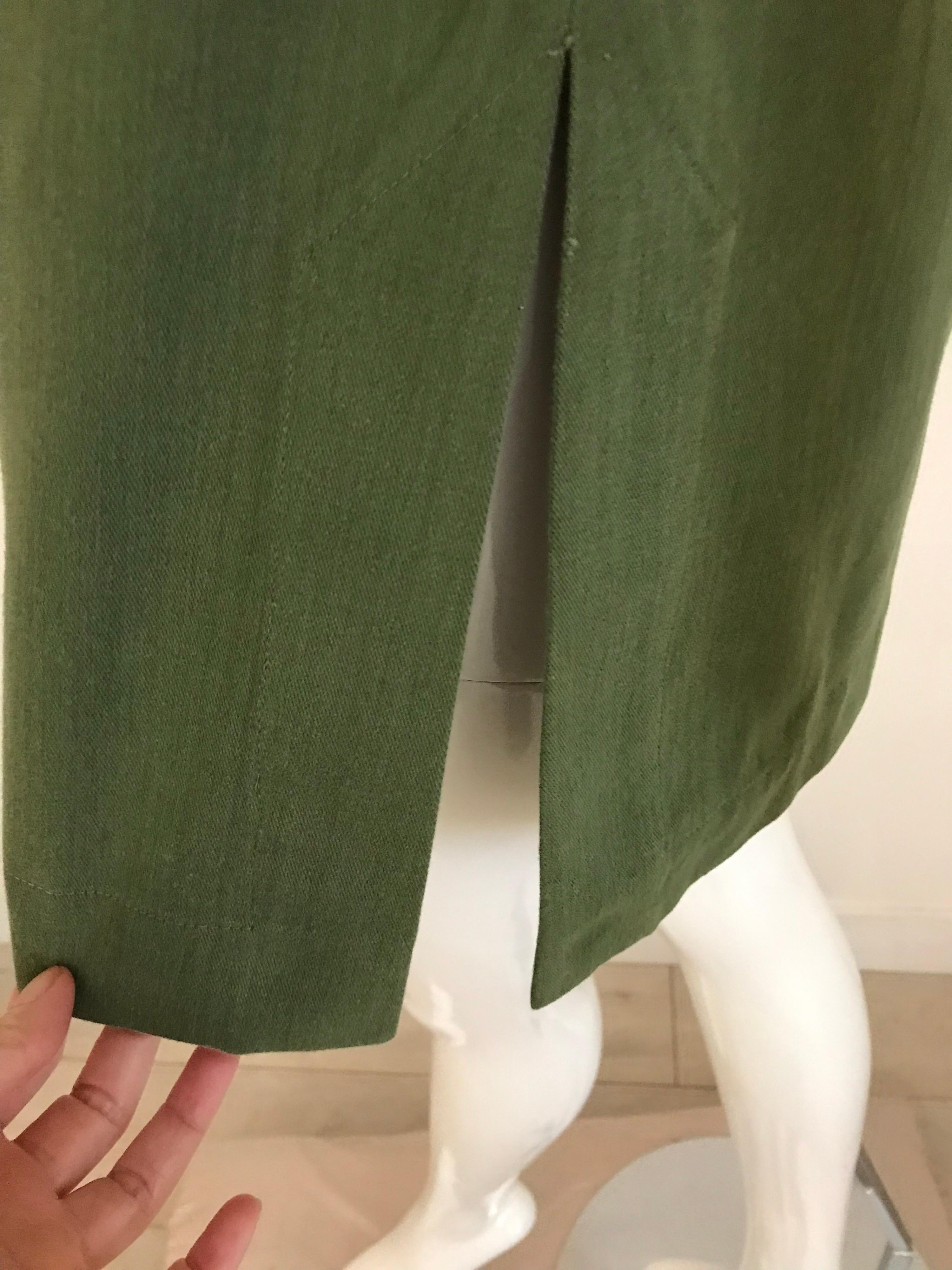 Women's Vintage Yves Saint Laurent Green Cotton Safari Mini Dress
