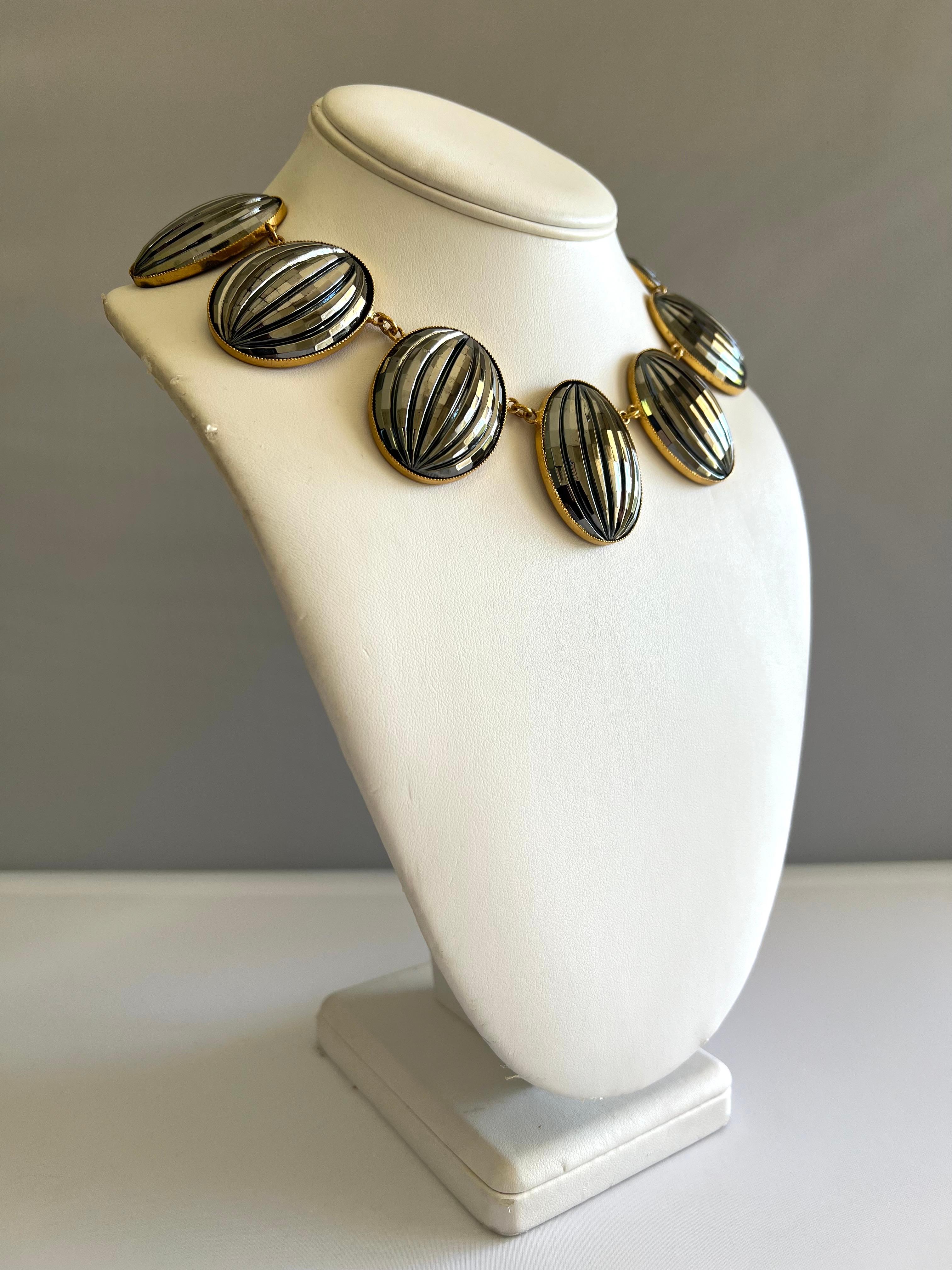Artisan Vintage Yves Saint Laurent Grey Necklace 1970's For Sale