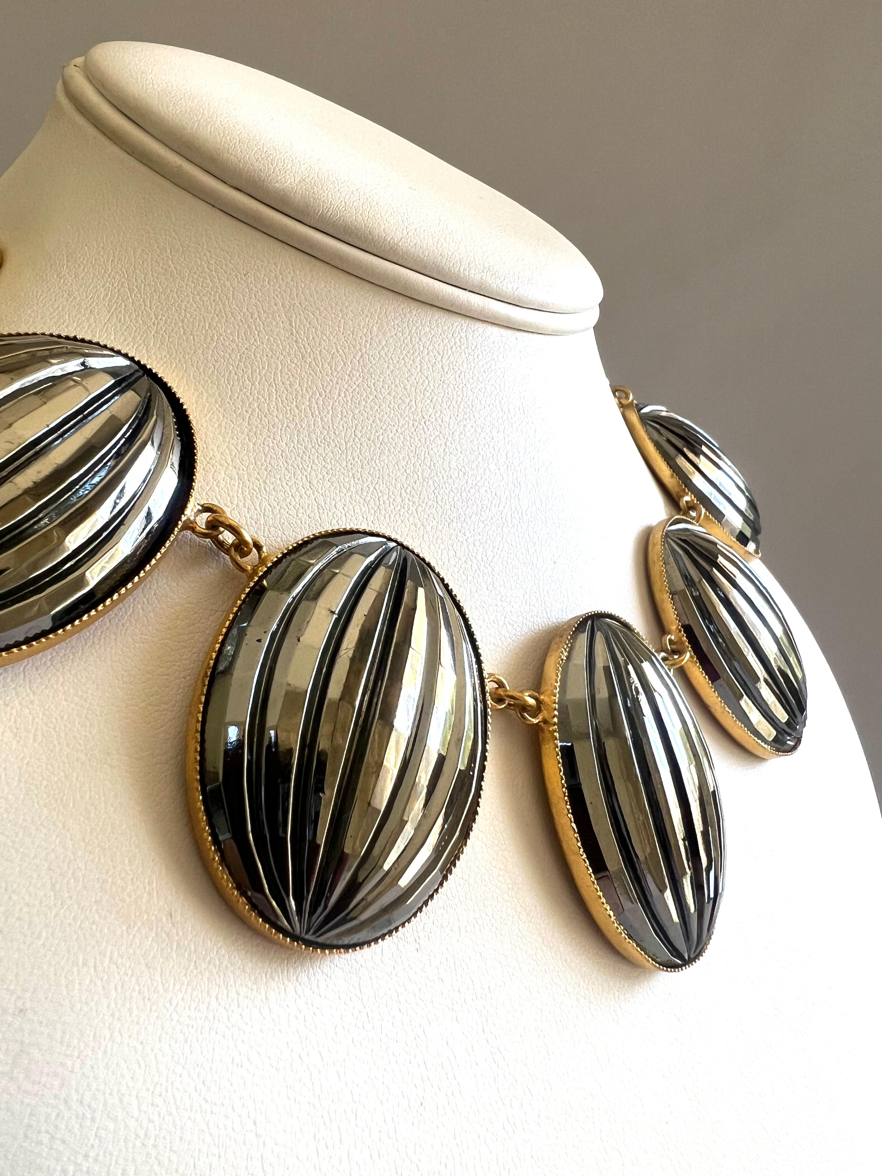 Vintage Yves Saint Laurent Grey Necklace 1970's In Good Condition For Sale In Palm Springs, CA