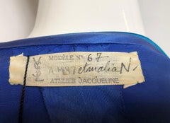 Vintage Yves Saint Laurent Haute Couture electric blue documented dress, 1987