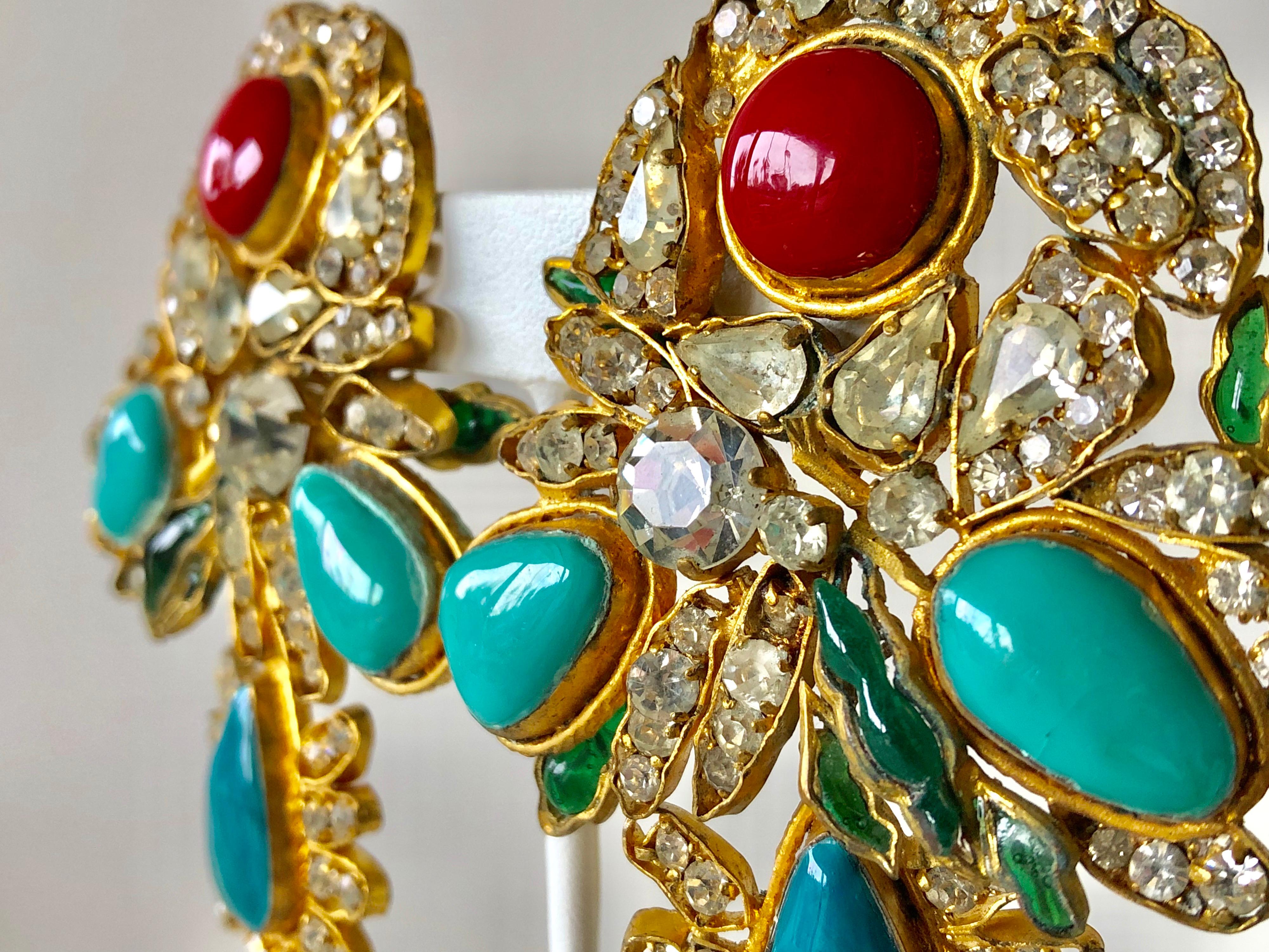 Vintage Yves Saint Laurent Haute Couture Mughal Statement Earrings  5