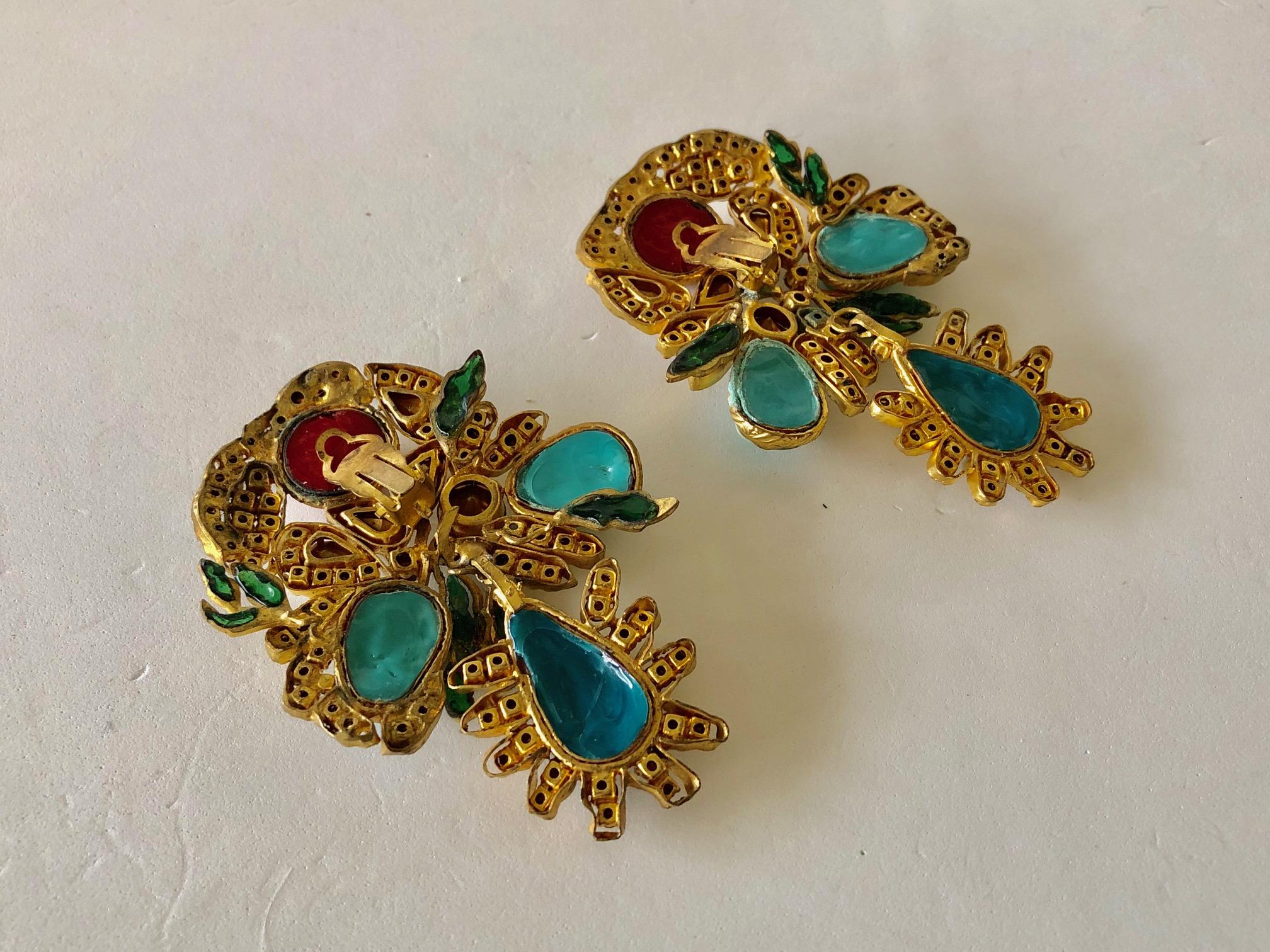 Vintage Yves Saint Laurent Haute Couture Mughal Statement Earrings  9