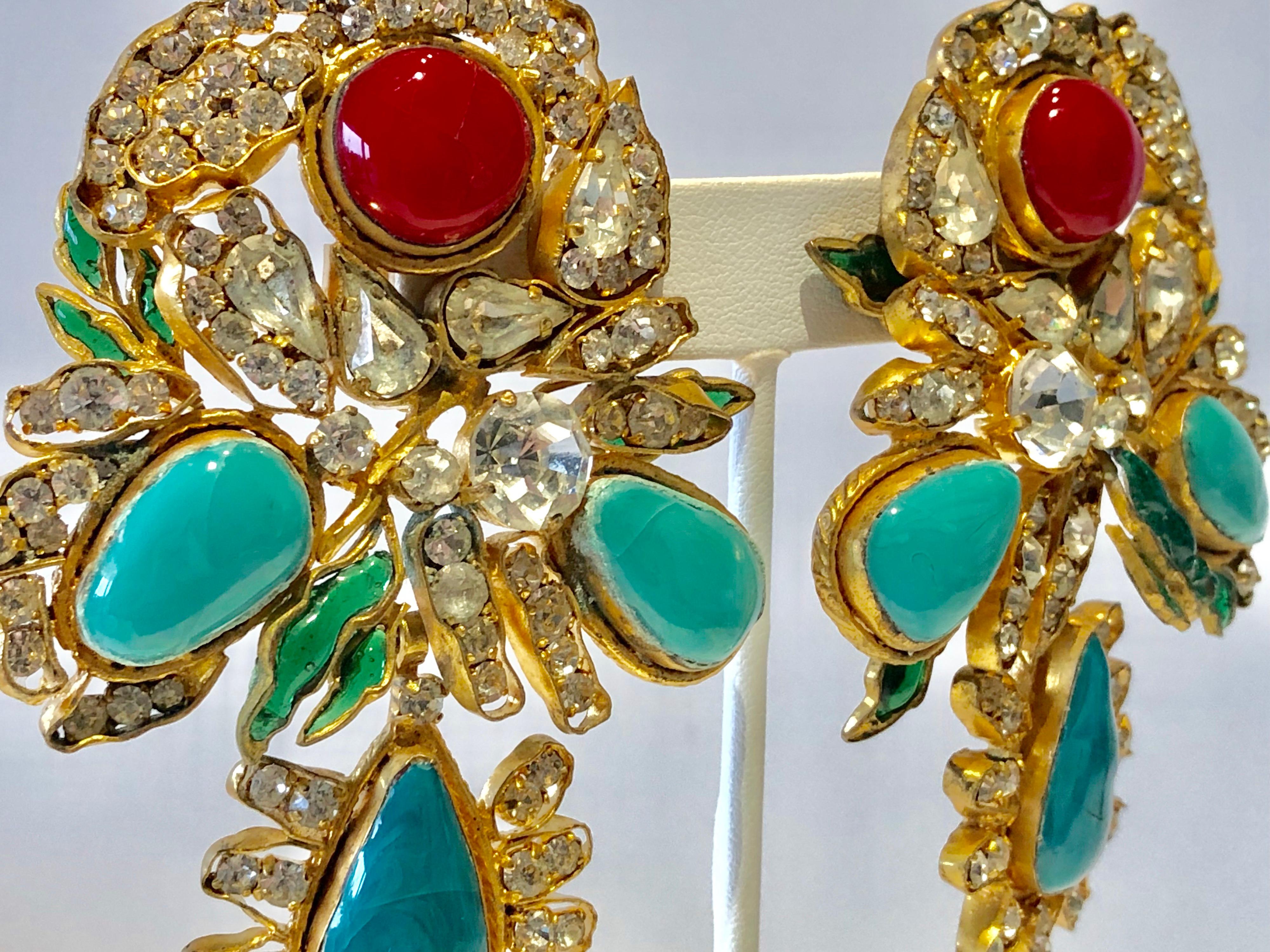 Vintage Yves Saint Laurent Haute Couture Mughal Statement Earrings  3