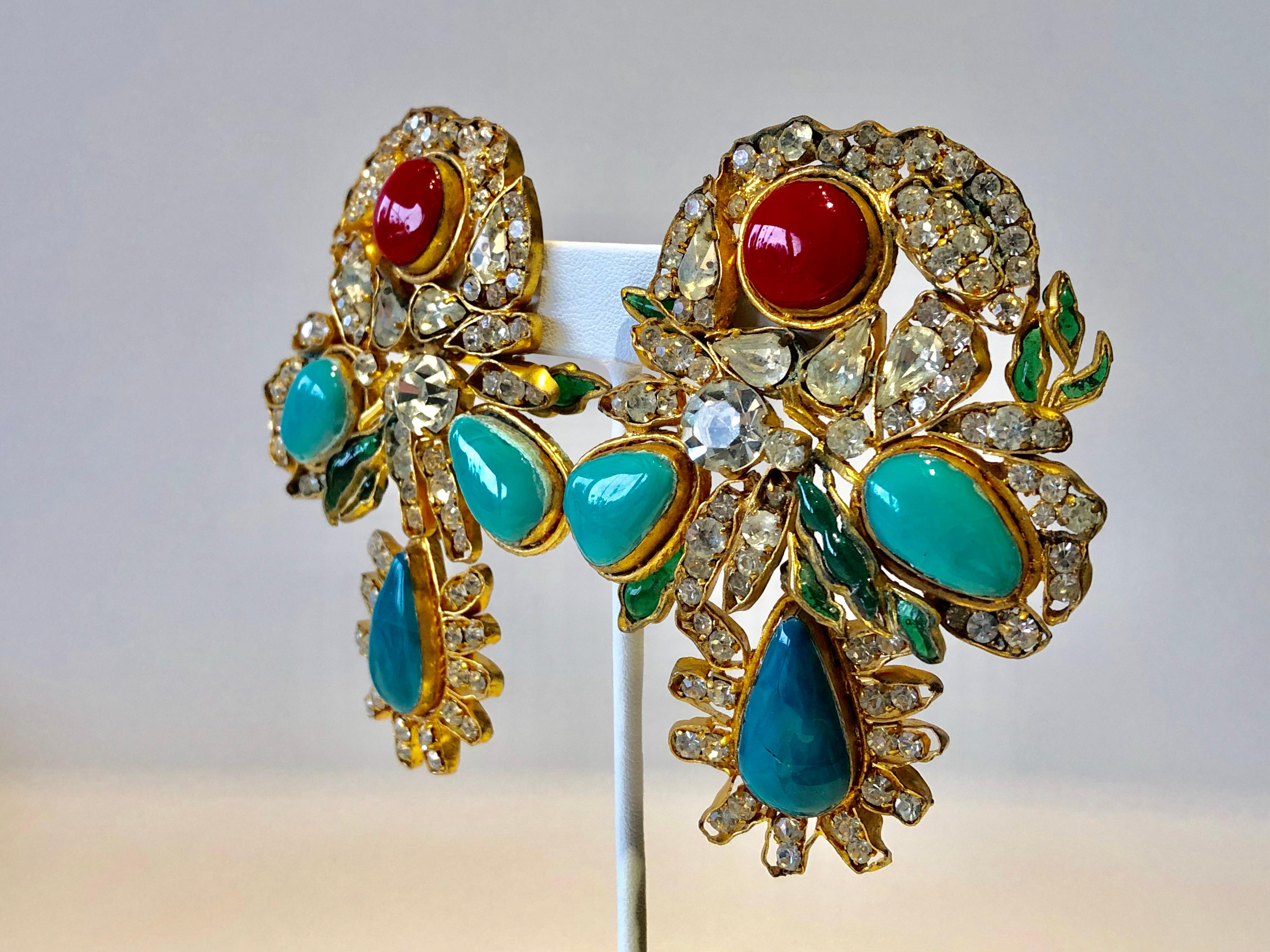 Vintage Yves Saint Laurent Haute Couture Mughal Statement Earrings  4