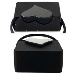 Vintage YVES SAINT LAURENT Heart Plexiglass Black Silk Box Bag