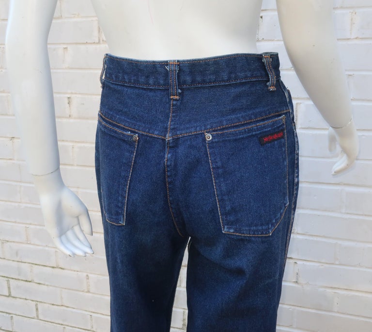 Vintage Yves Saint Laurent High Rise Blue Jeans Pants at 1stDibs