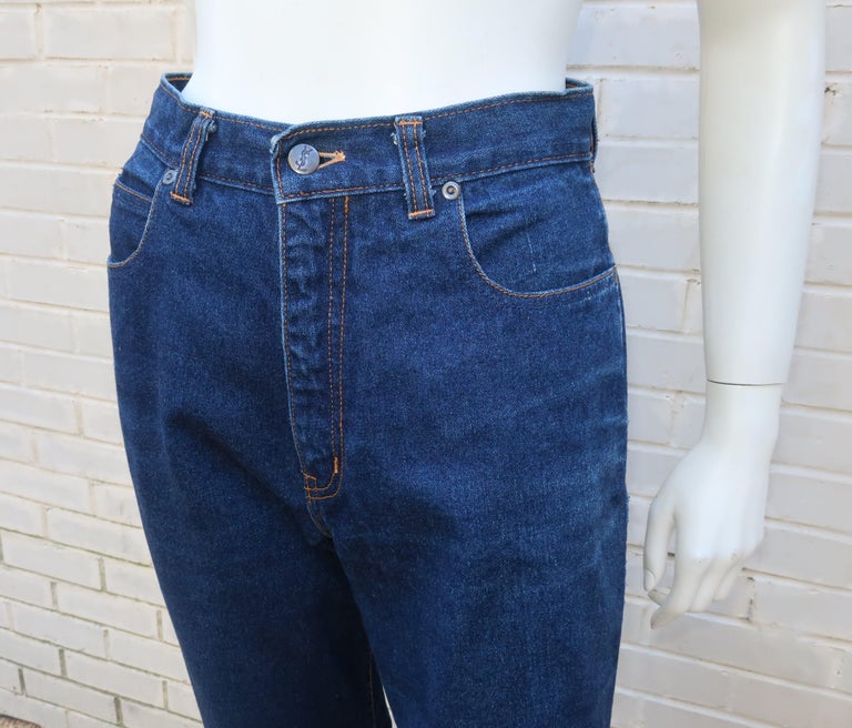 Vintage Yves Saint Laurent High Rise Blue Jeans Pants at 1stDibs
