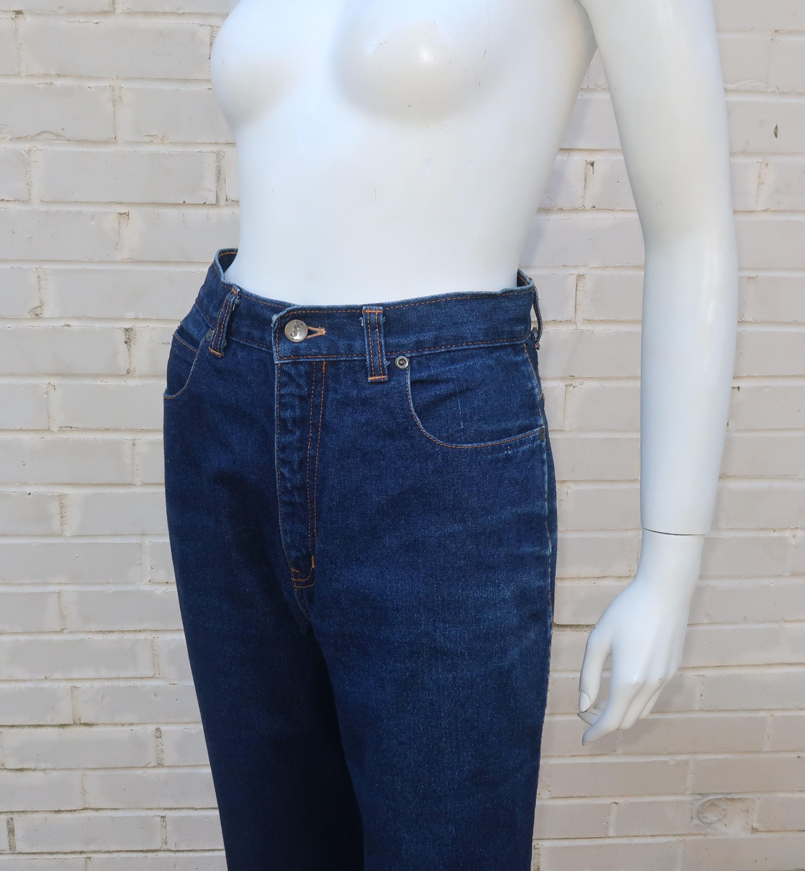 Women's Vintage Yves Saint Laurent High Rise Blue Jeans Pants
