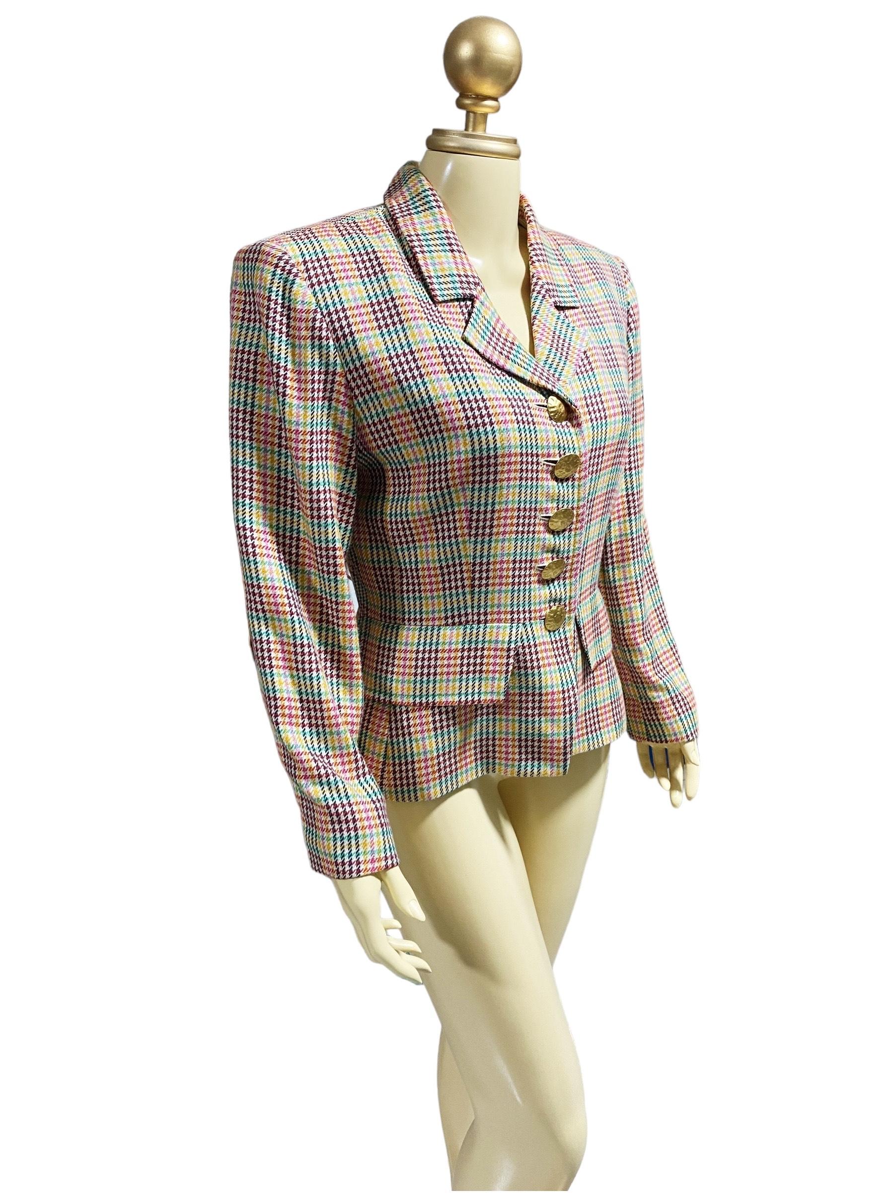 Marrone Yves Saint Laurent - Blazer pied-de-poule d'epoca in vendita