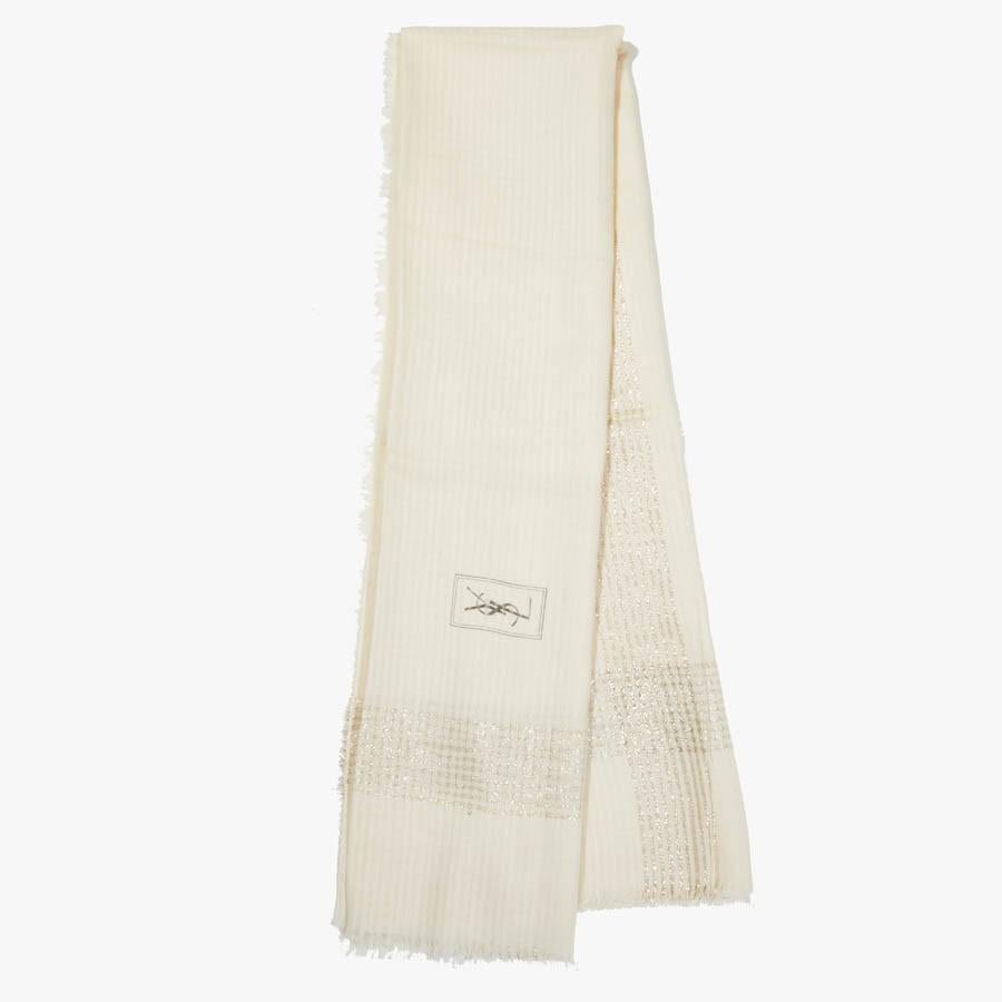 Vintage Yves Saint Laurent Ikonischer Lurex-Schal in Weiß im Zustand „Gut“ im Angebot in Paris, FR