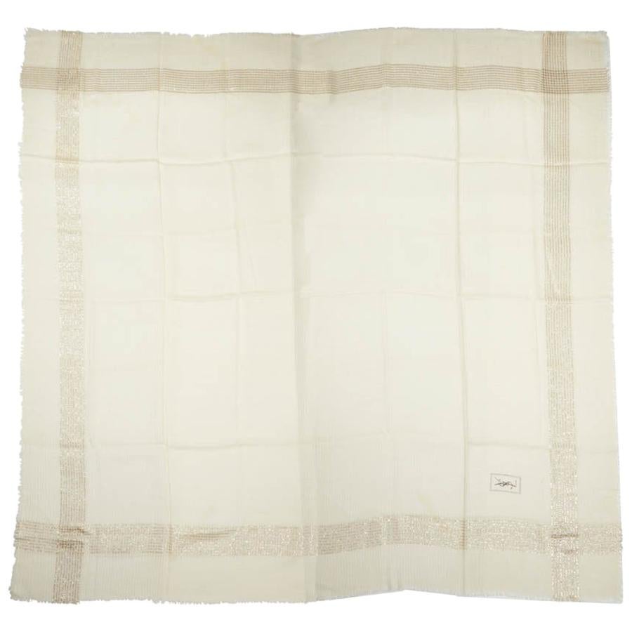 Vintage Yves Saint Laurent Ikonischer Lurex-Schal in Weiß im Angebot
