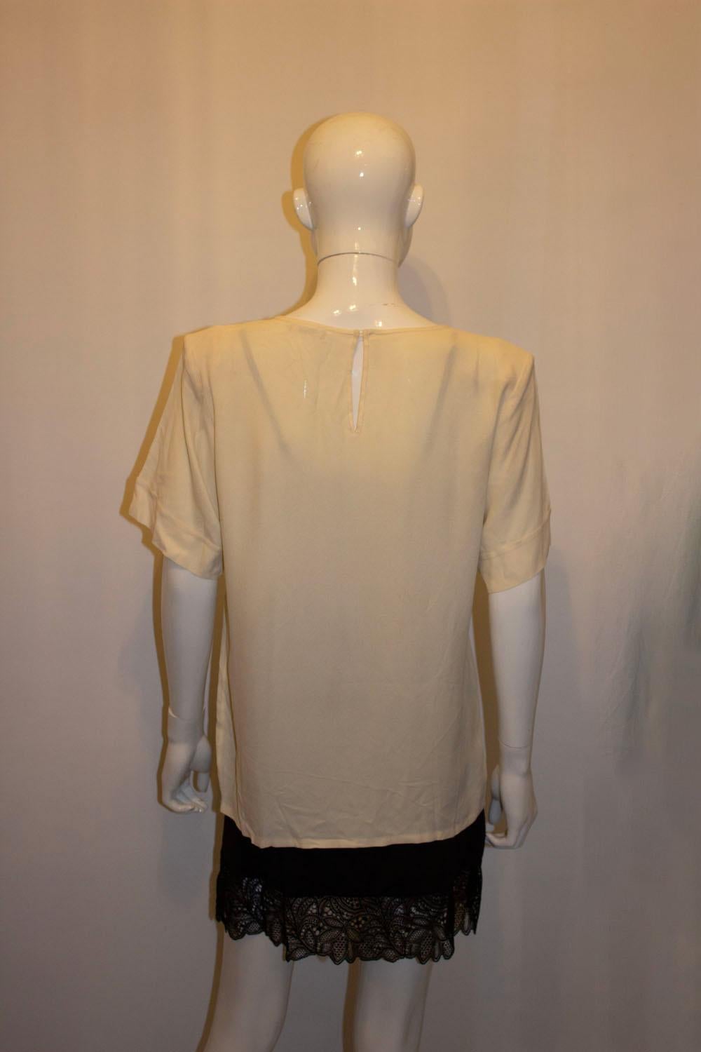 Vintage Yves Saint Laurent Ivory colour Crepe Top In Good Condition For Sale In London, GB