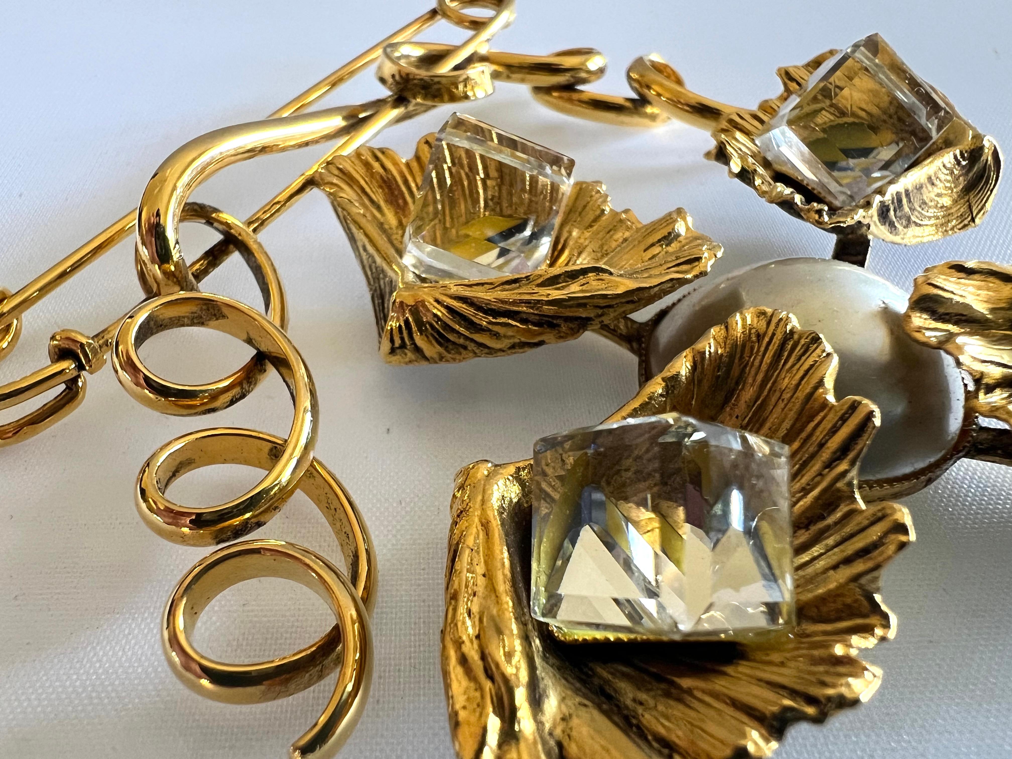 Artisan Vintage Yves Saint Laurent Jeweled Cross Pin by Maison Goossens 