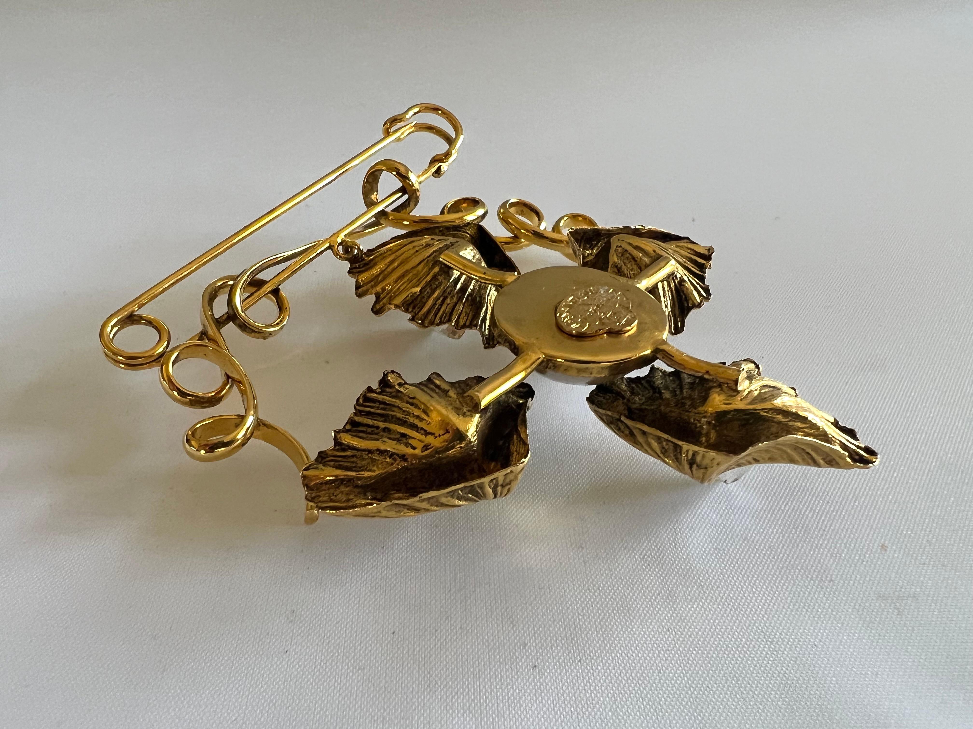 Vintage Yves Saint Laurent Jeweled Cross Pin by Maison Goossens  1