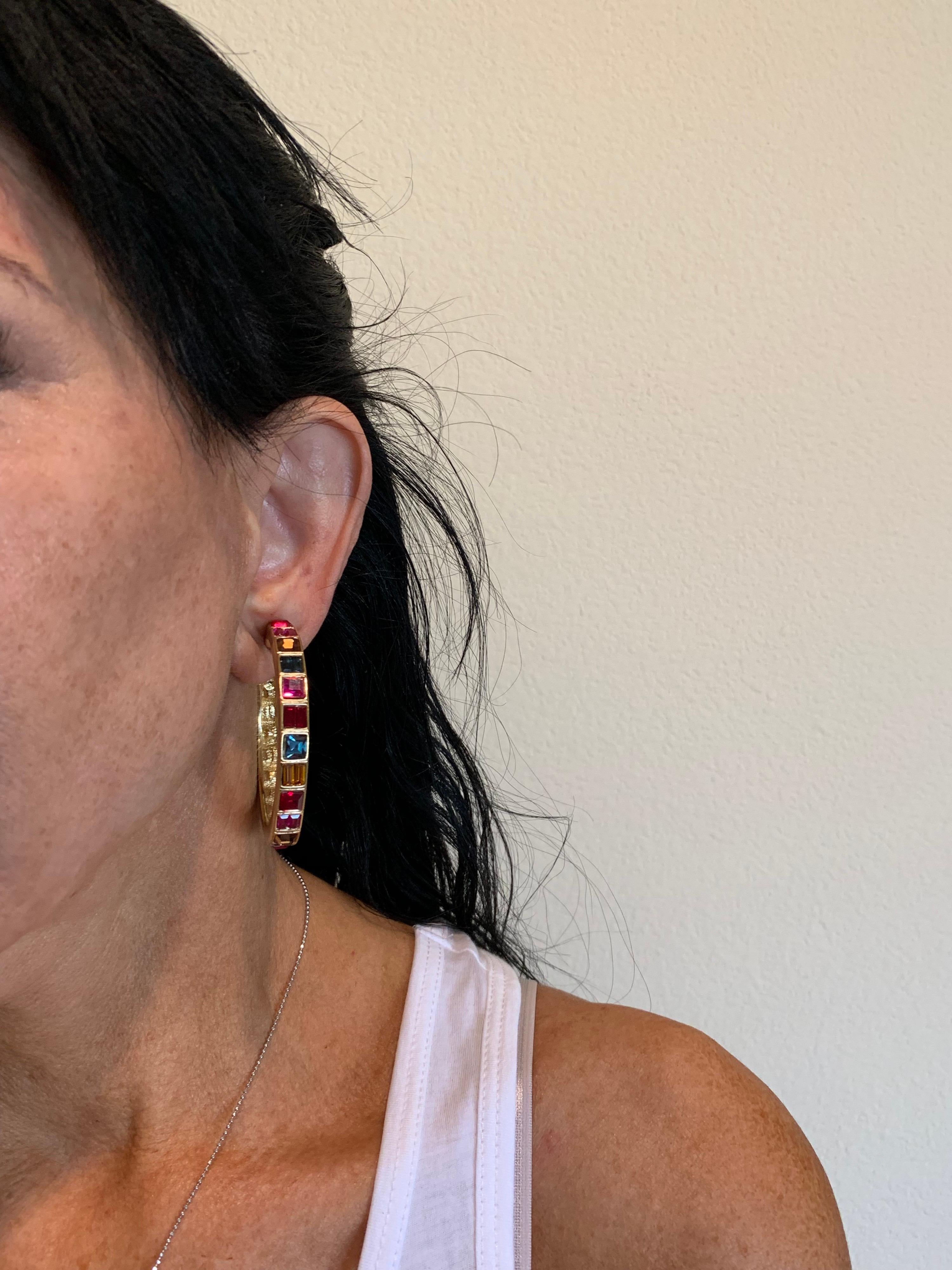 Vintage Yves Saint Laurent Jeweled Hoop Statement Earrings  In Excellent Condition In Palm Springs, CA