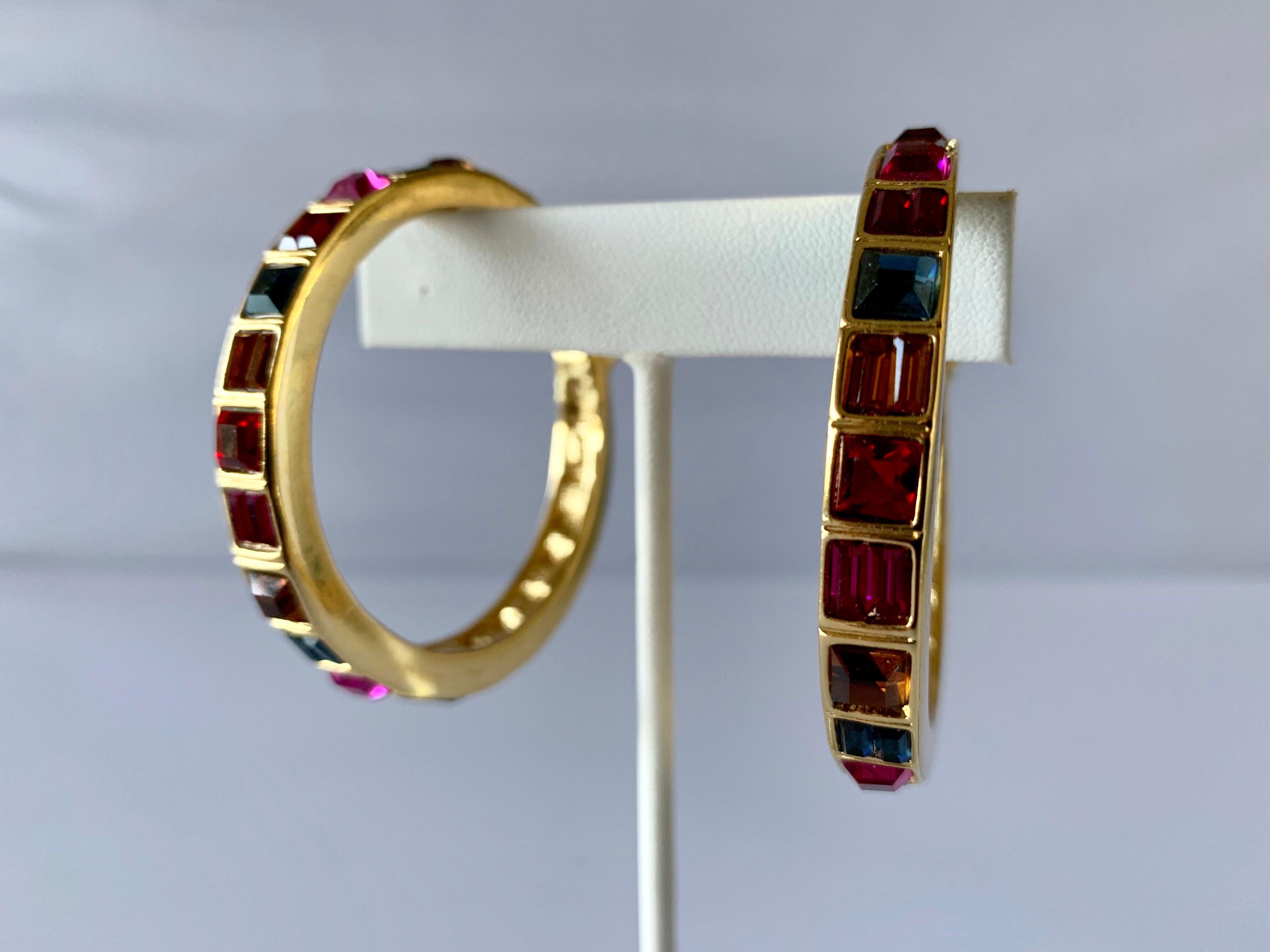 Vintage Yves Saint Laurent Jeweled Hoop Statement Earrings  3