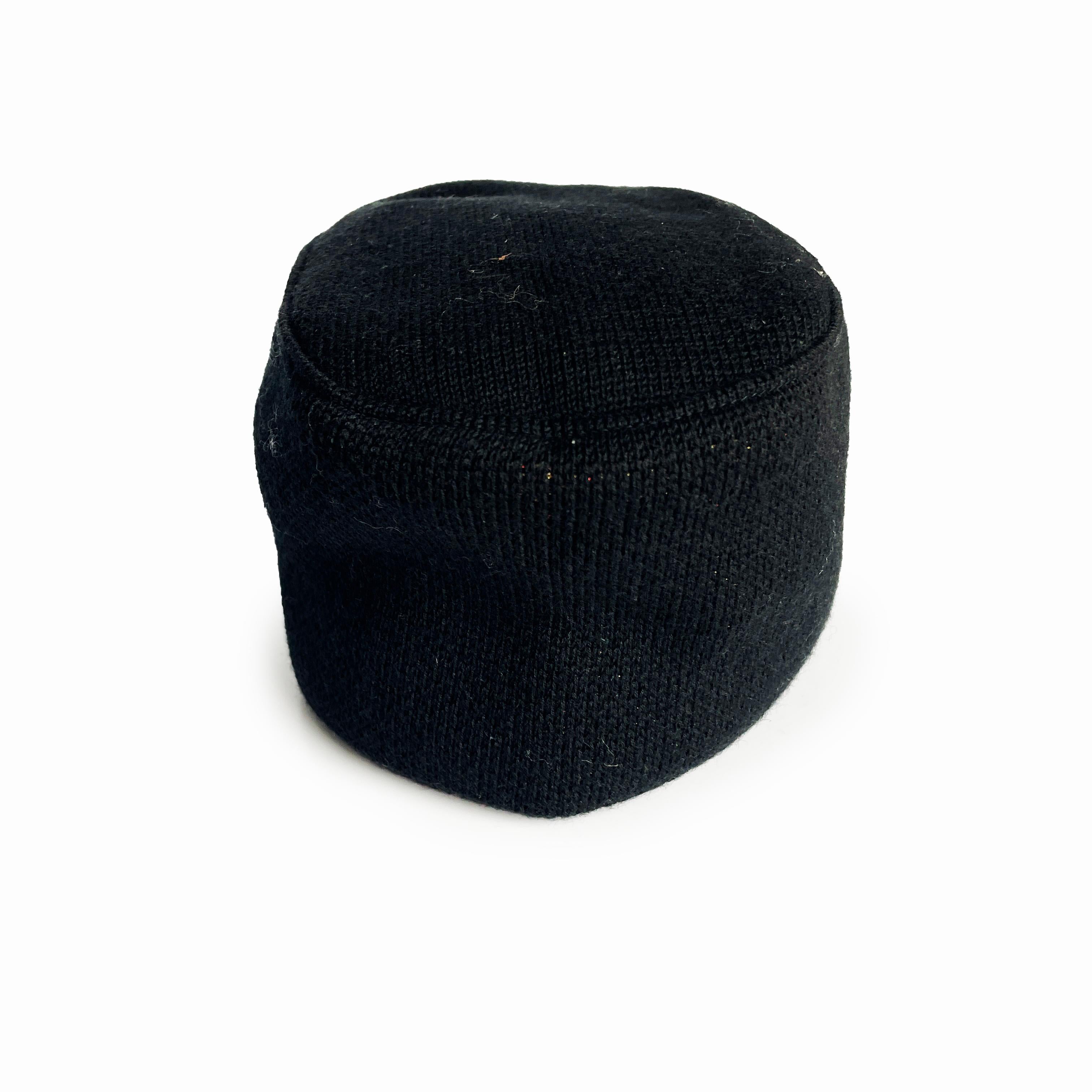 Vintage Yves Saint Laurent Knit Hat Cap Black Gold Red Metallic Paisley Rare For Sale 4