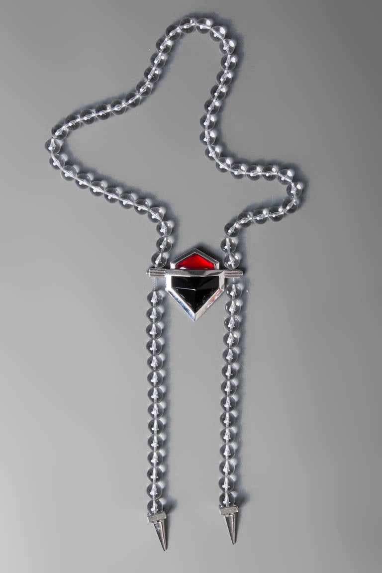 Yves Saint Laurent, collier vintage en perles de Lucite et verre géométrique en vente 2