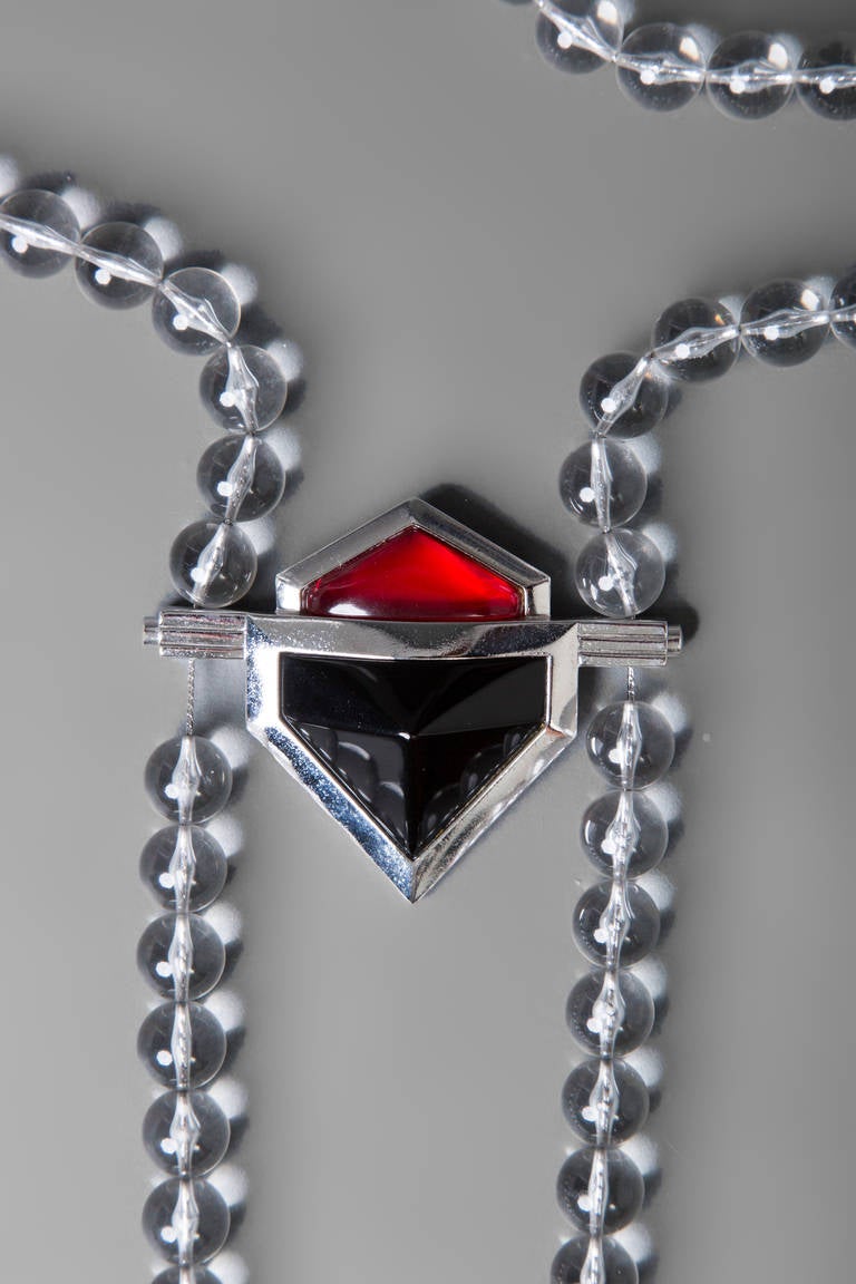 Yves Saint Laurent, collier vintage en perles de Lucite et verre géométrique en vente 3