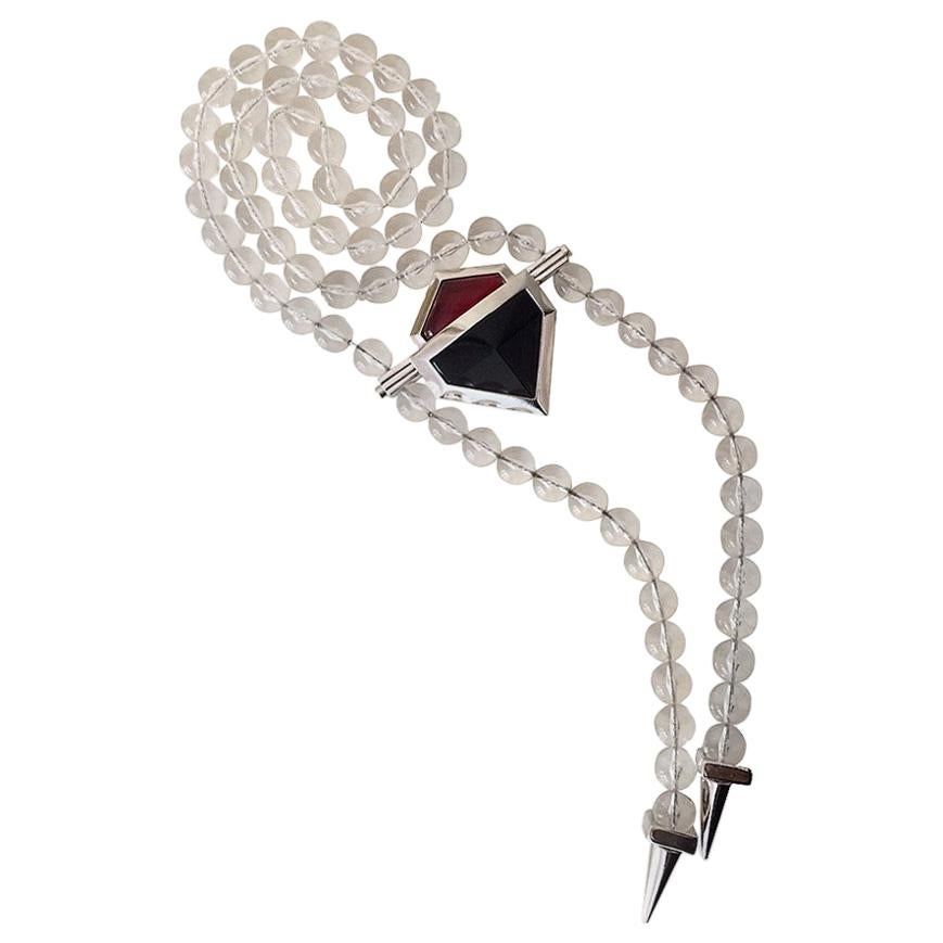 Yves Saint Laurent, collier vintage en perles de Lucite et verre géométrique