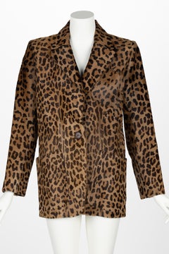 Vintage Yves Saint Laurent Leopard Print Pony Fur Blazer Jacket YSL