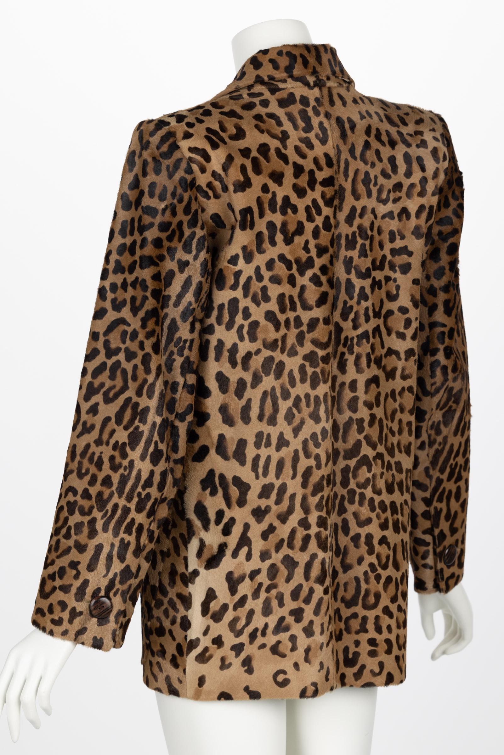 Vintage Yves Saint Laurent Leopard Print Pony Fur Blazer Jacket YSL In Good Condition In Boca Raton, FL