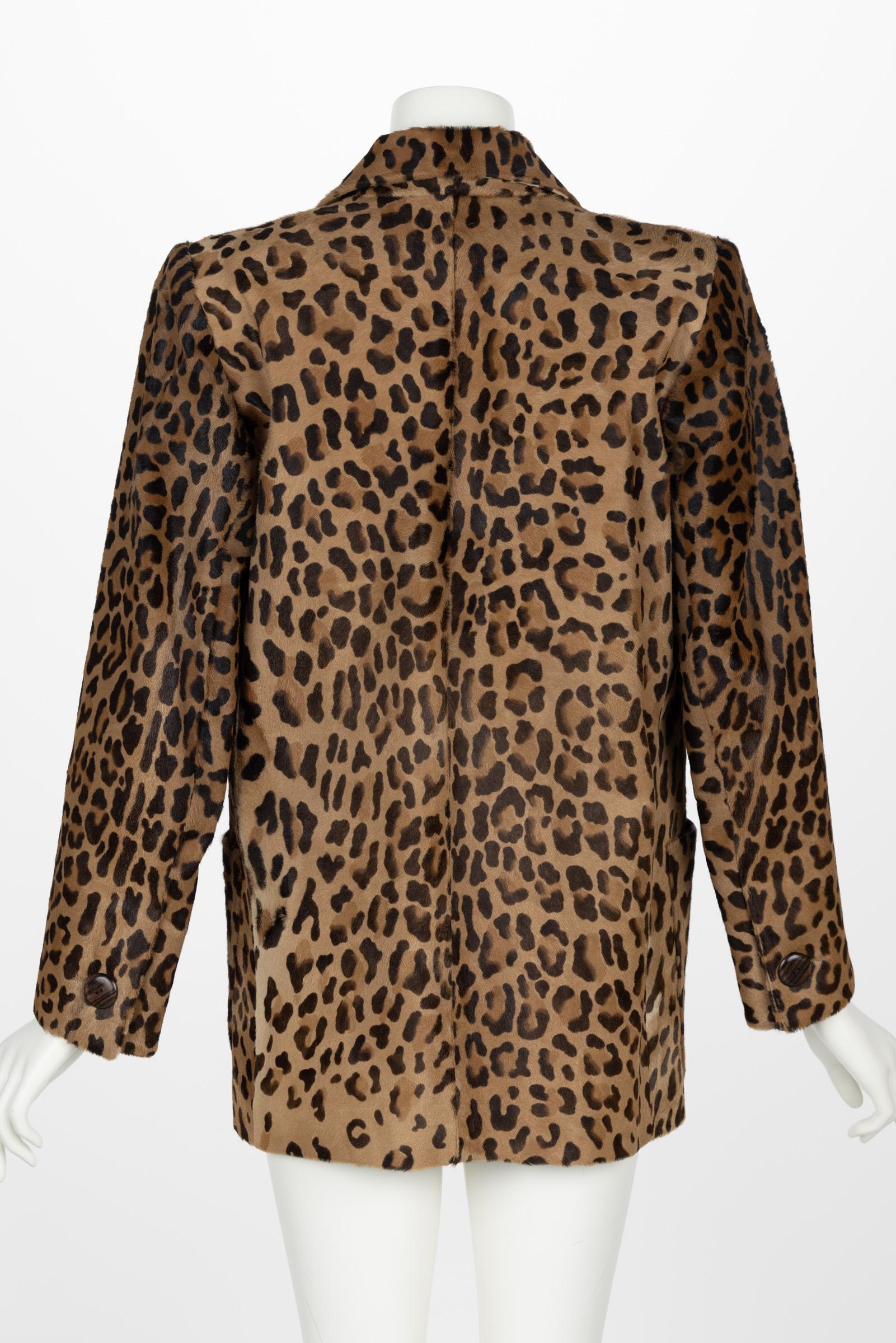 Women's Vintage Yves Saint Laurent Leopard Print Pony Fur Blazer Jacket YSL