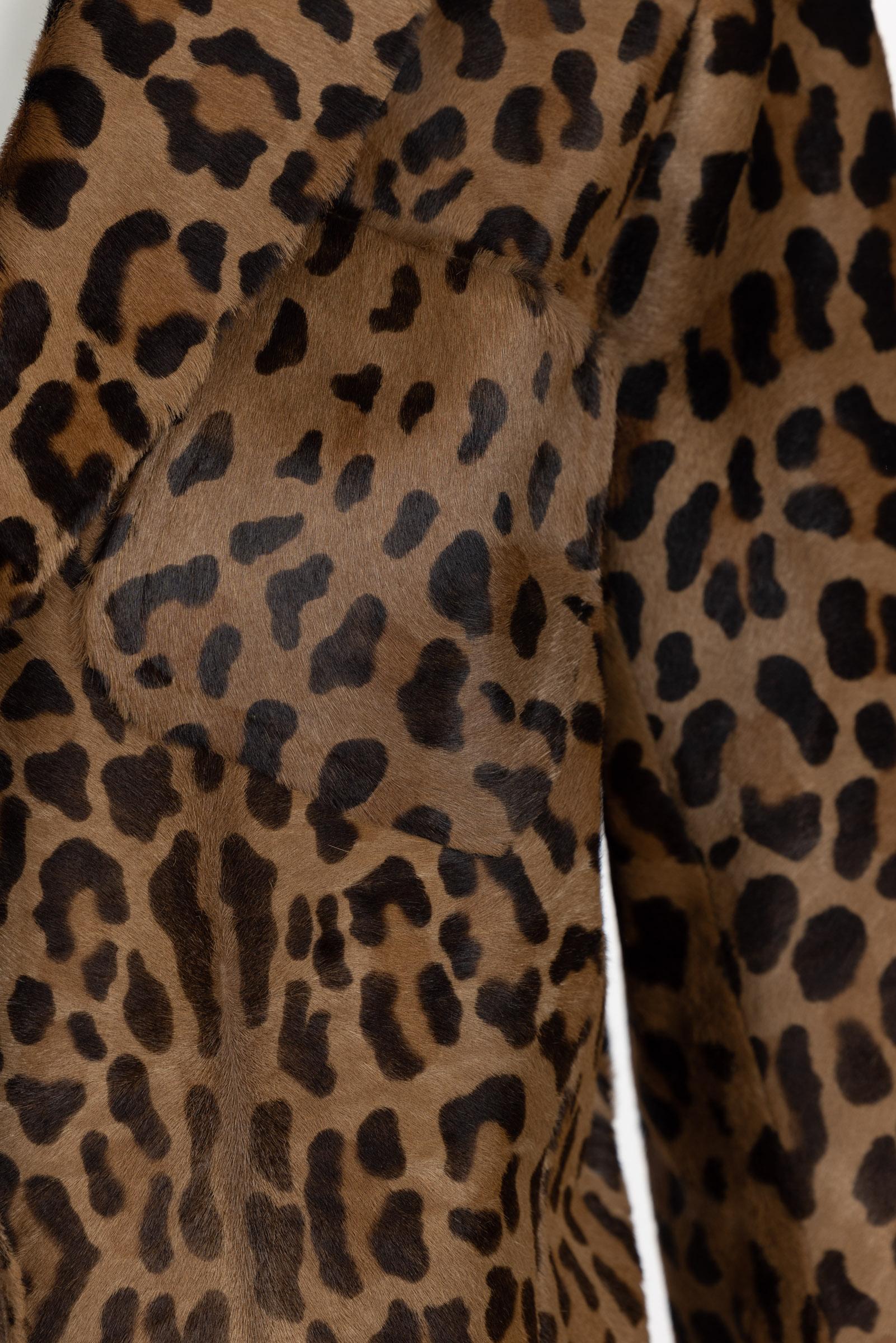 Vintage Yves Saint Laurent Leopard Print Pony Fur Blazer Jacket YSL 1