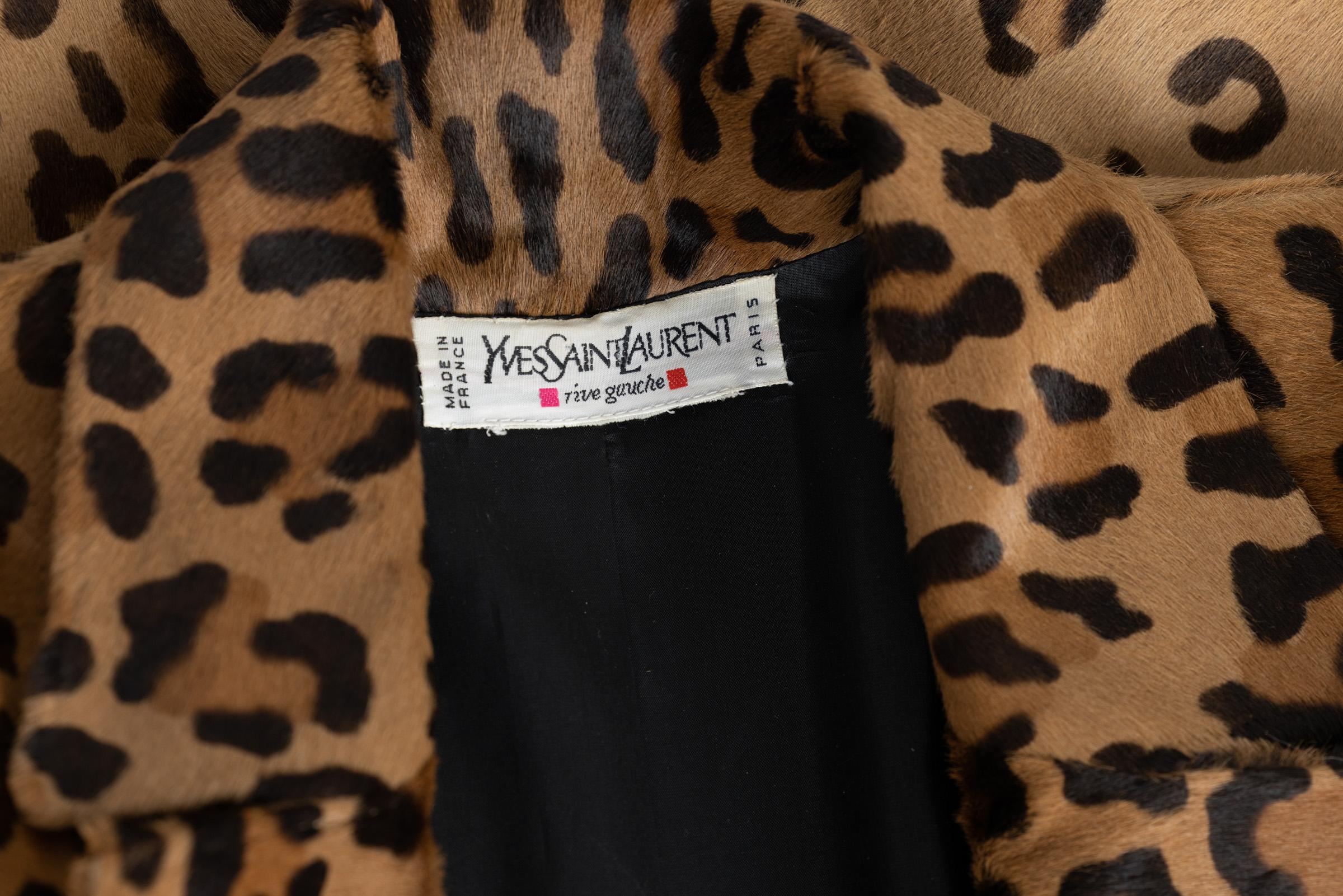 Vintage Yves Saint Laurent Leopard Print Pony Fur Blazer Jacket YSL 2